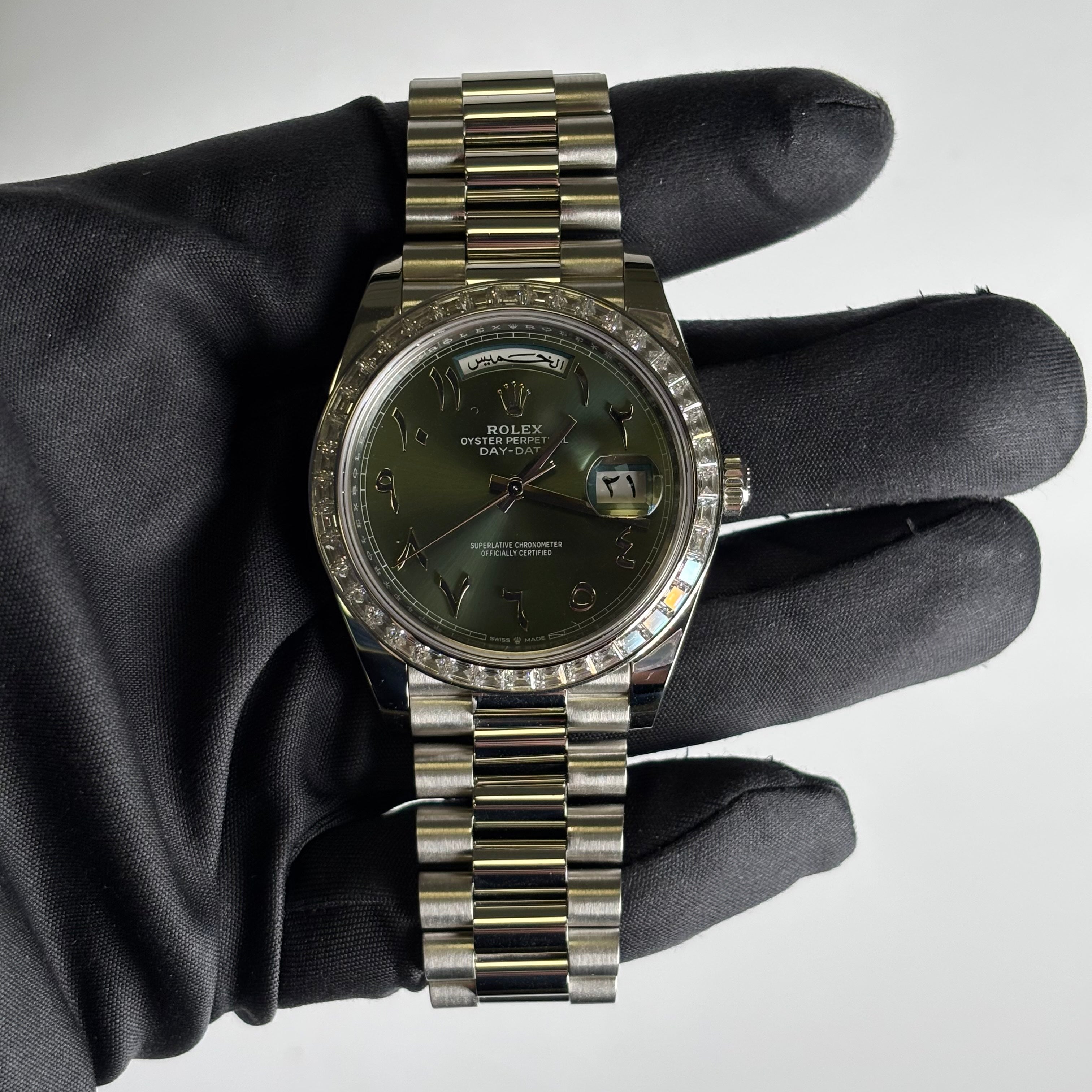 Rolex Day-Date 40mm Olive Dial Watch Ref# 228396TBR - Happy Jewelers Fine Jewelry Lifetime Warranty