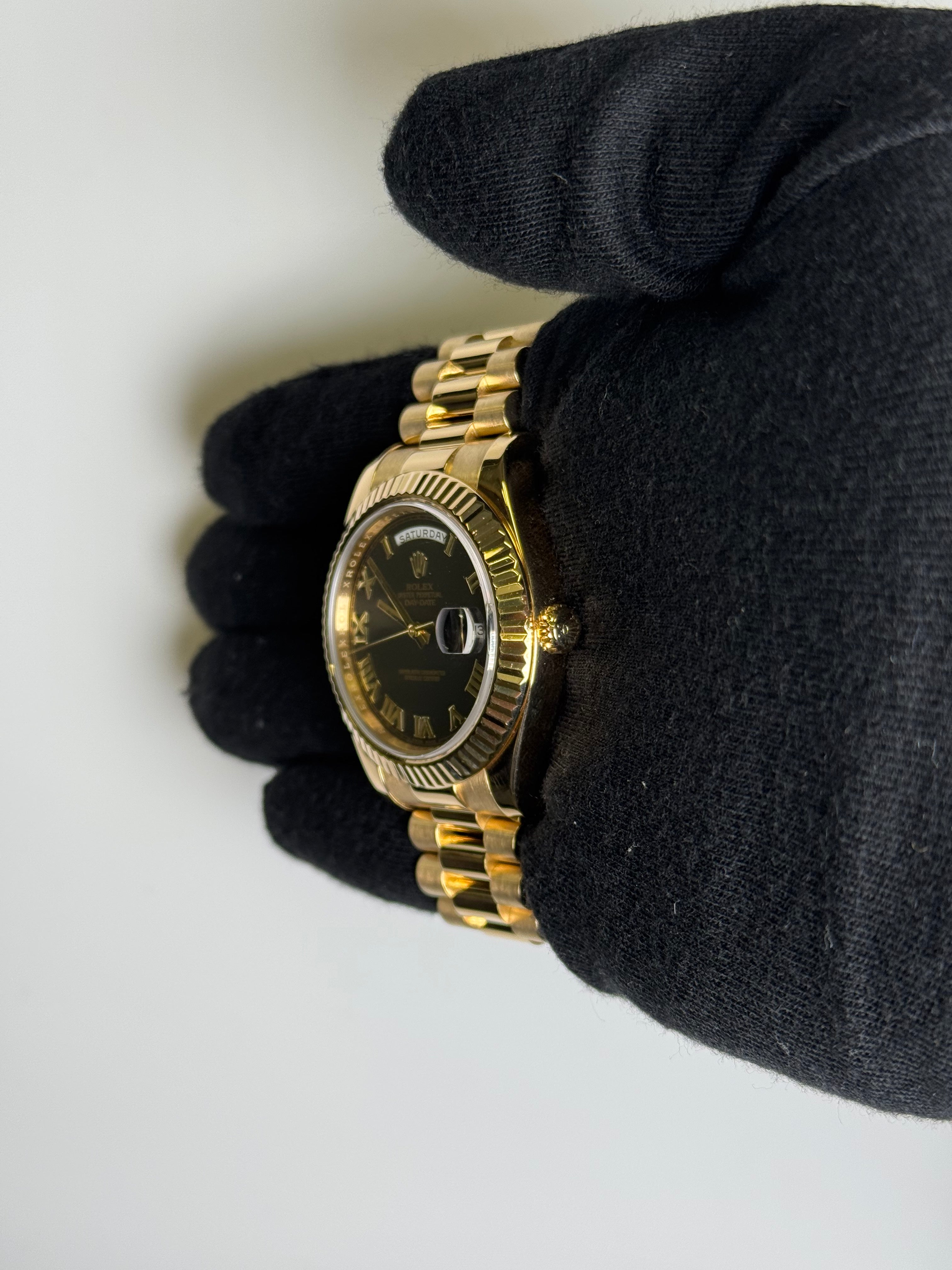 Rolex Day-Date 41mm Black Dial Watch Ref# 218238 - Happy Jewelers Fine Jewelry Lifetime Warranty