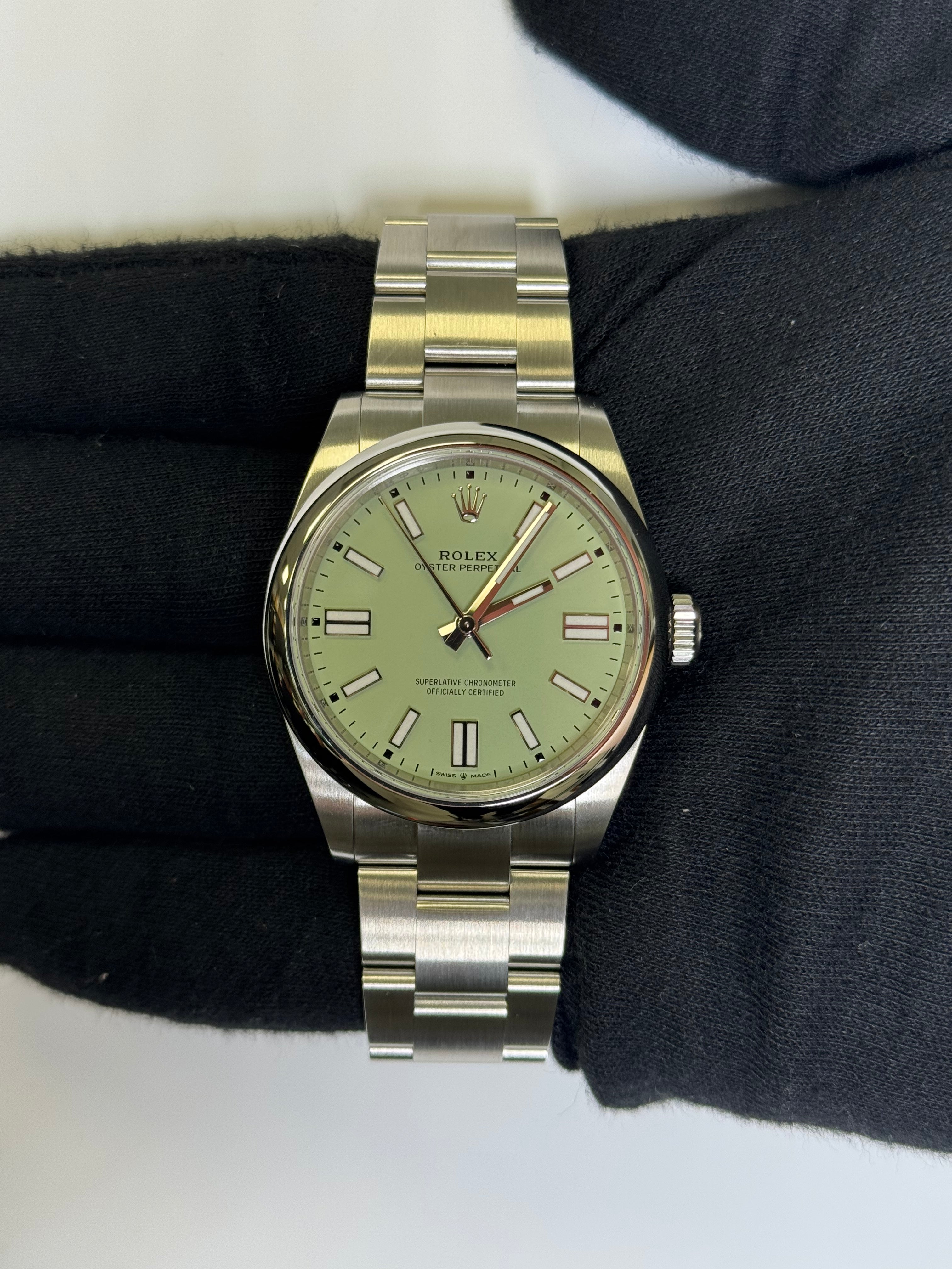 Rolex Oyster Perpetual 41mm Pistachio Dial Watch Ref# 134300 - Happy Jewelers Fine Jewelry Lifetime Warranty