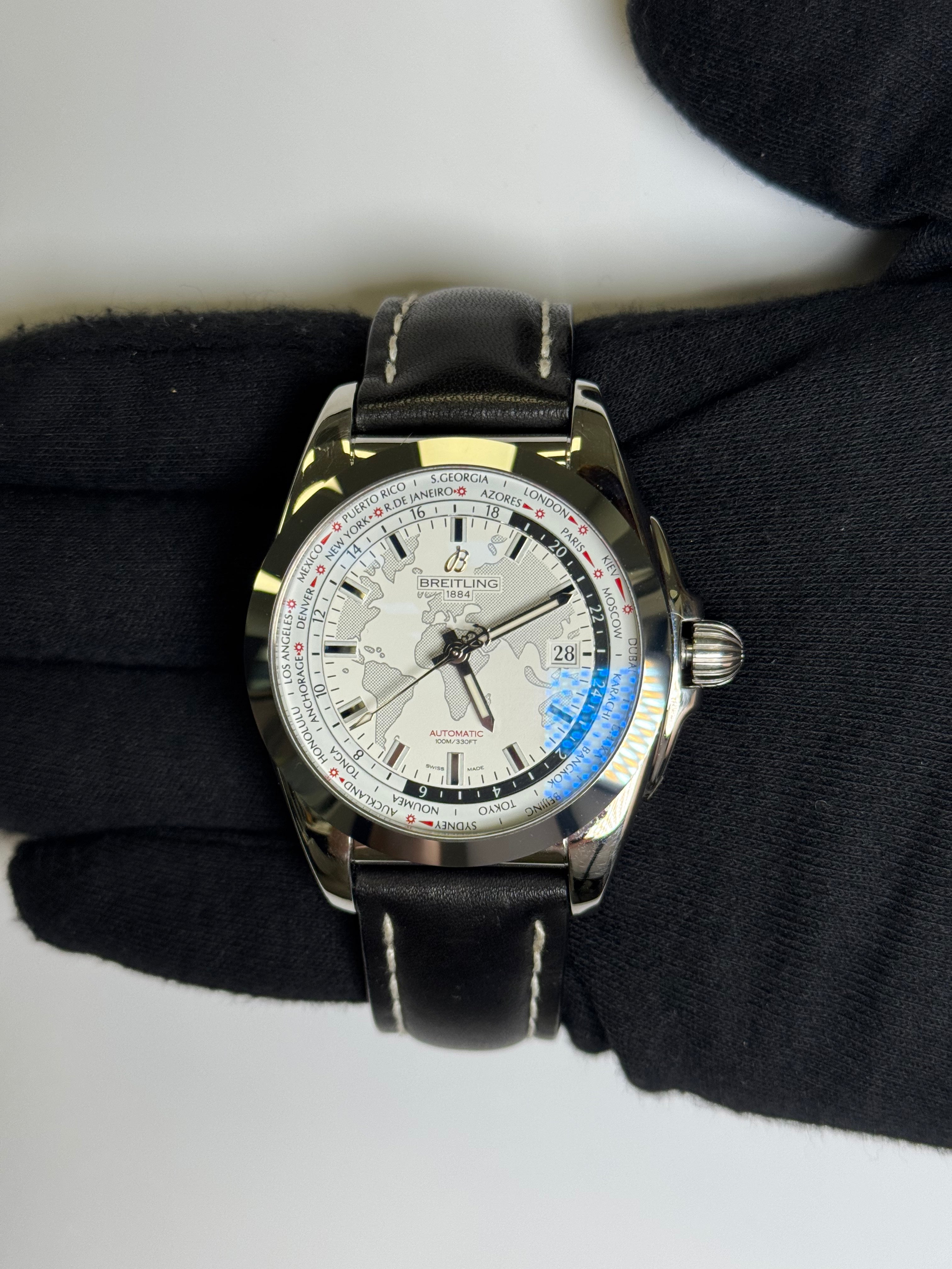 Breitling Galactic Unitime 44mm White Dial Watch Ref# WB3510 - Happy Jewelers Fine Jewelry Lifetime Warranty