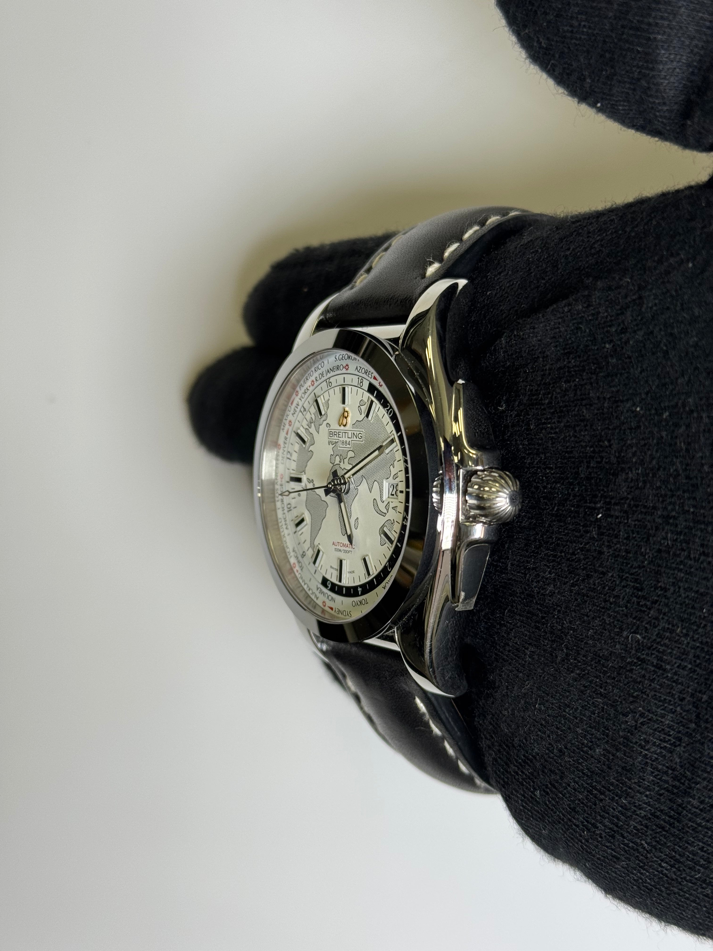 Breitling Galactic Unitime 44mm White Dial Watch Ref# WB3510 - Happy Jewelers Fine Jewelry Lifetime Warranty