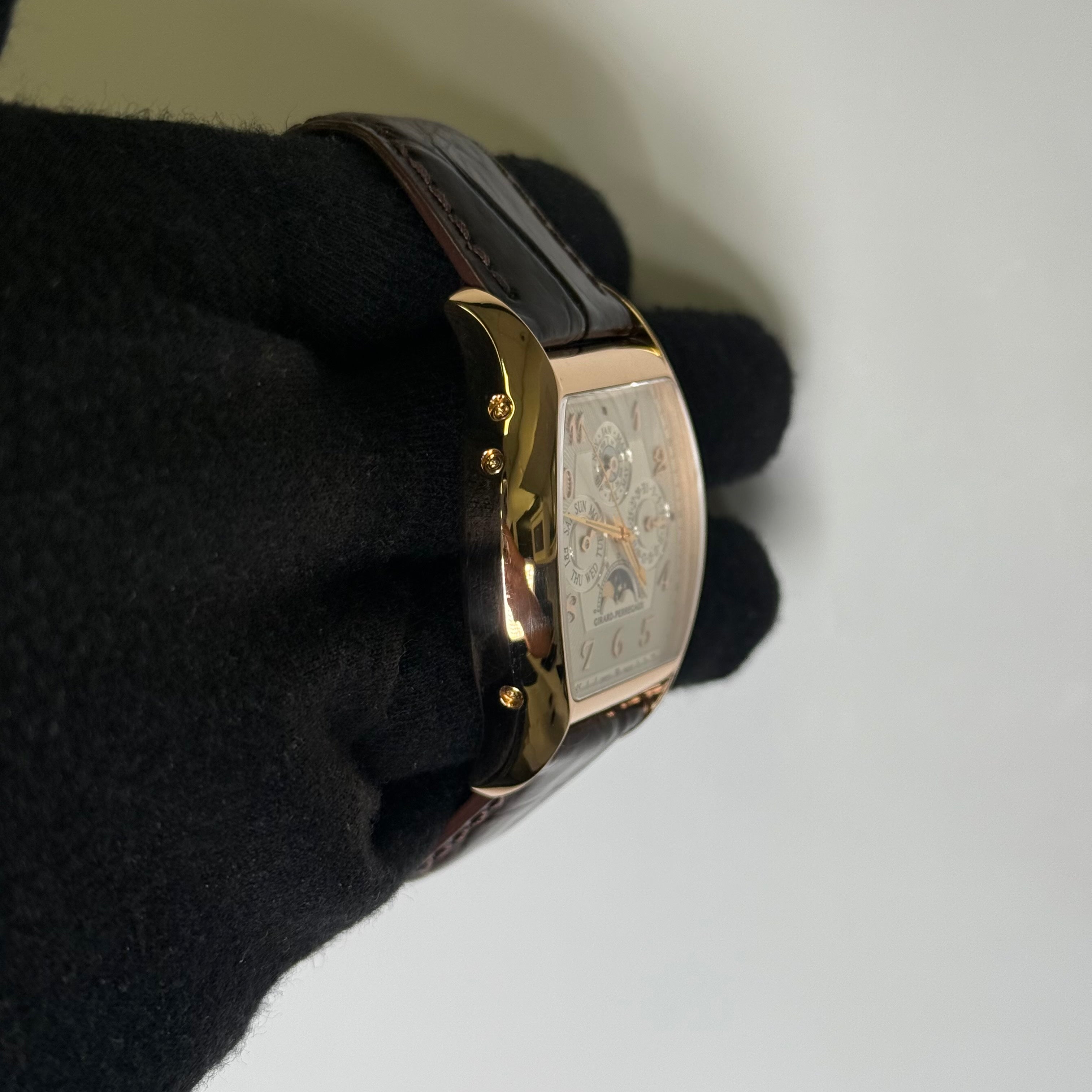 Girard Perregaux Richeville Perpetual 38mm Silver Chronograph Dial Watch Ref# 2722 - Happy Jewelers Fine Jewelry Lifetime Warranty