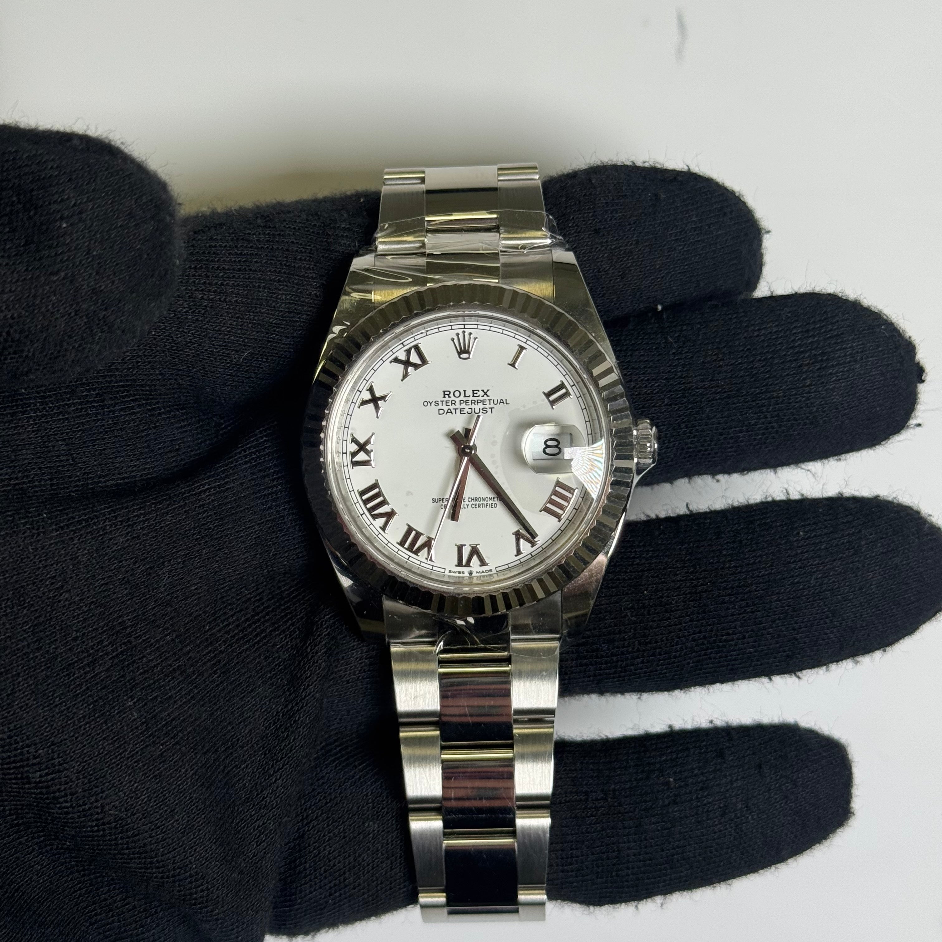 Rolex Datejust 41mm White Roman Dial Watch Ref# 126334