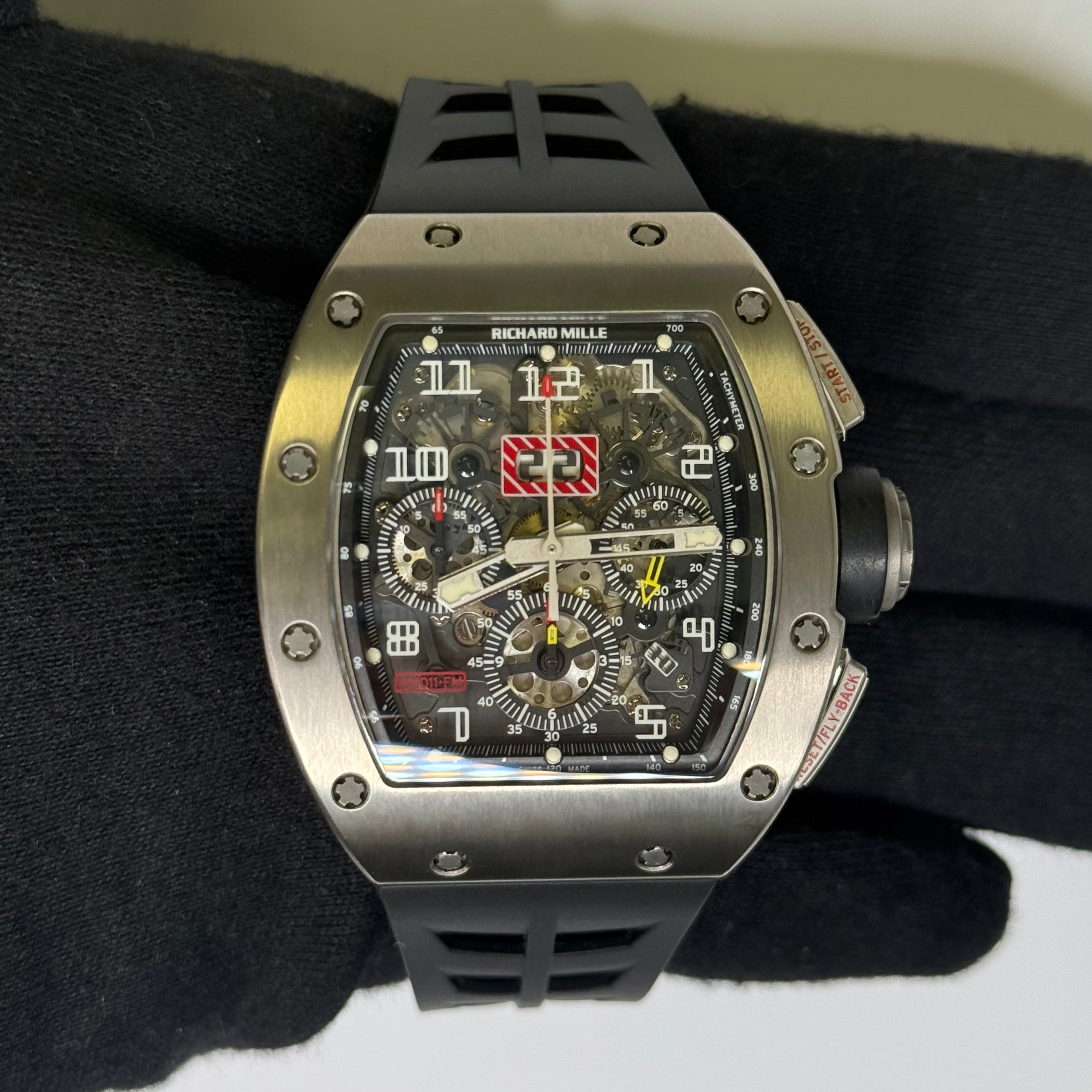Richard Mille RM011 Titanium 50mm Black Flyback Chronograph Dial Watch Ref# RM011 - Happy Jewelers Fine Jewelry Lifetime Warranty