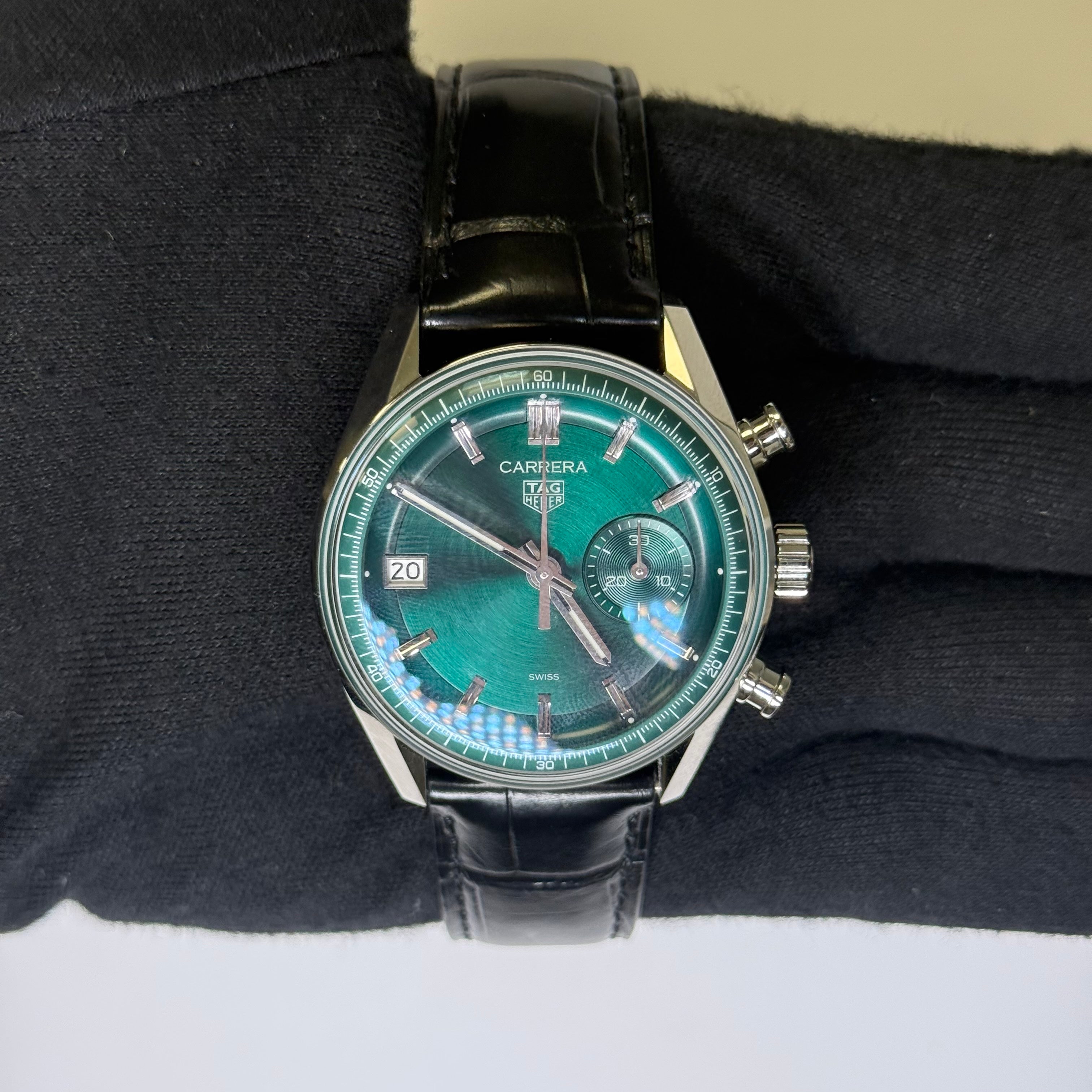 Tag Heuer Carrera 39mm Green Dial Watch Ref# CBS2211 - Happy Jewelers Fine Jewelry Lifetime Warranty