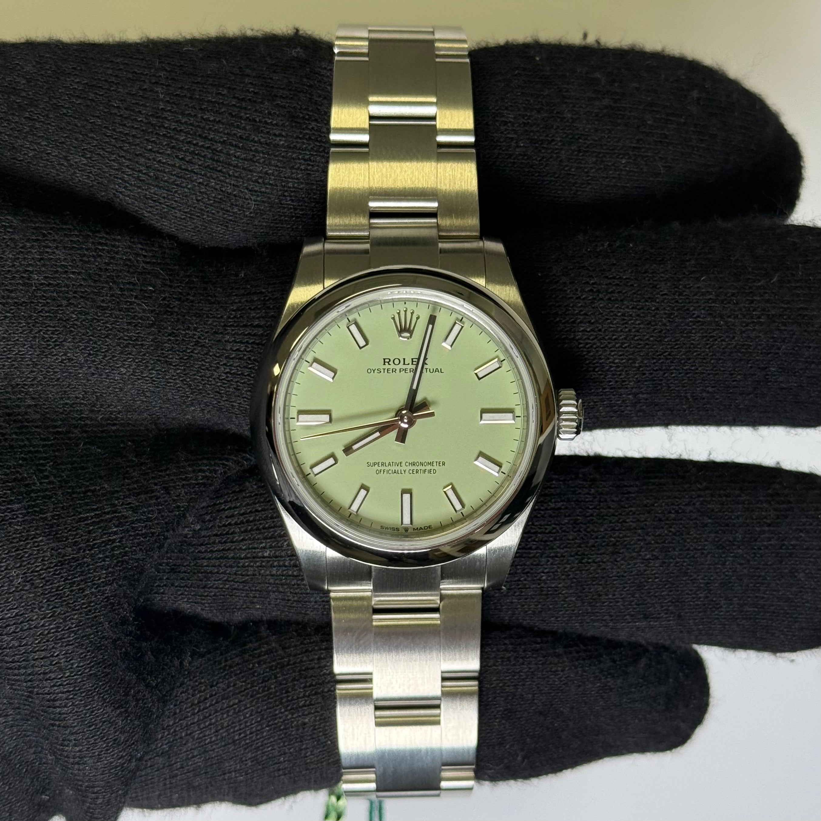 Rolex Oyster Perpetual 31mm Pistachio Dial Watch Ref# 277200 - Happy Jewelers Fine Jewelry Lifetime Warranty