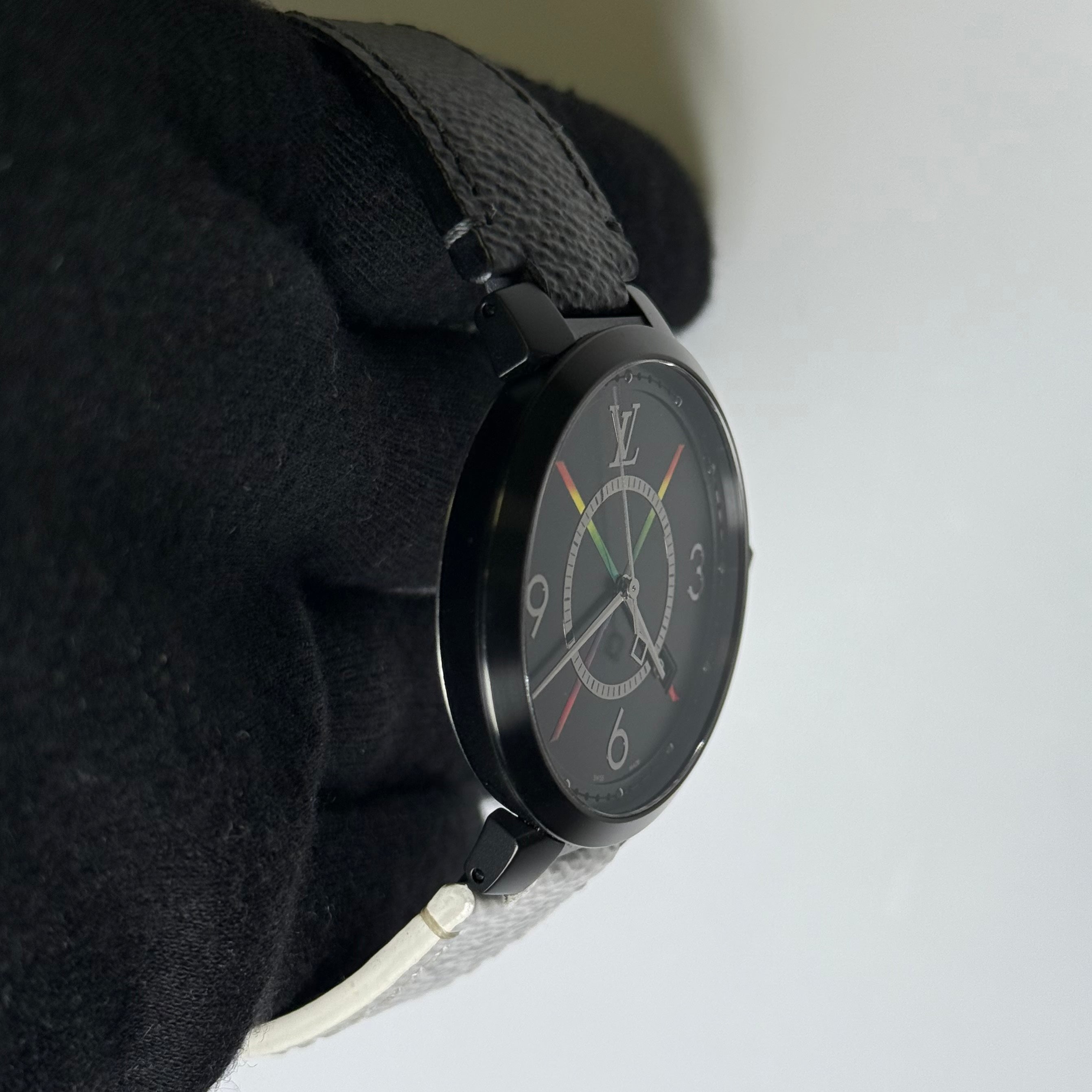 Louis Vuitton Tambour 39mm Black Rainbow X Dial Watch Ref# QA113 - Happy Jewelers Fine Jewelry Lifetime Warranty