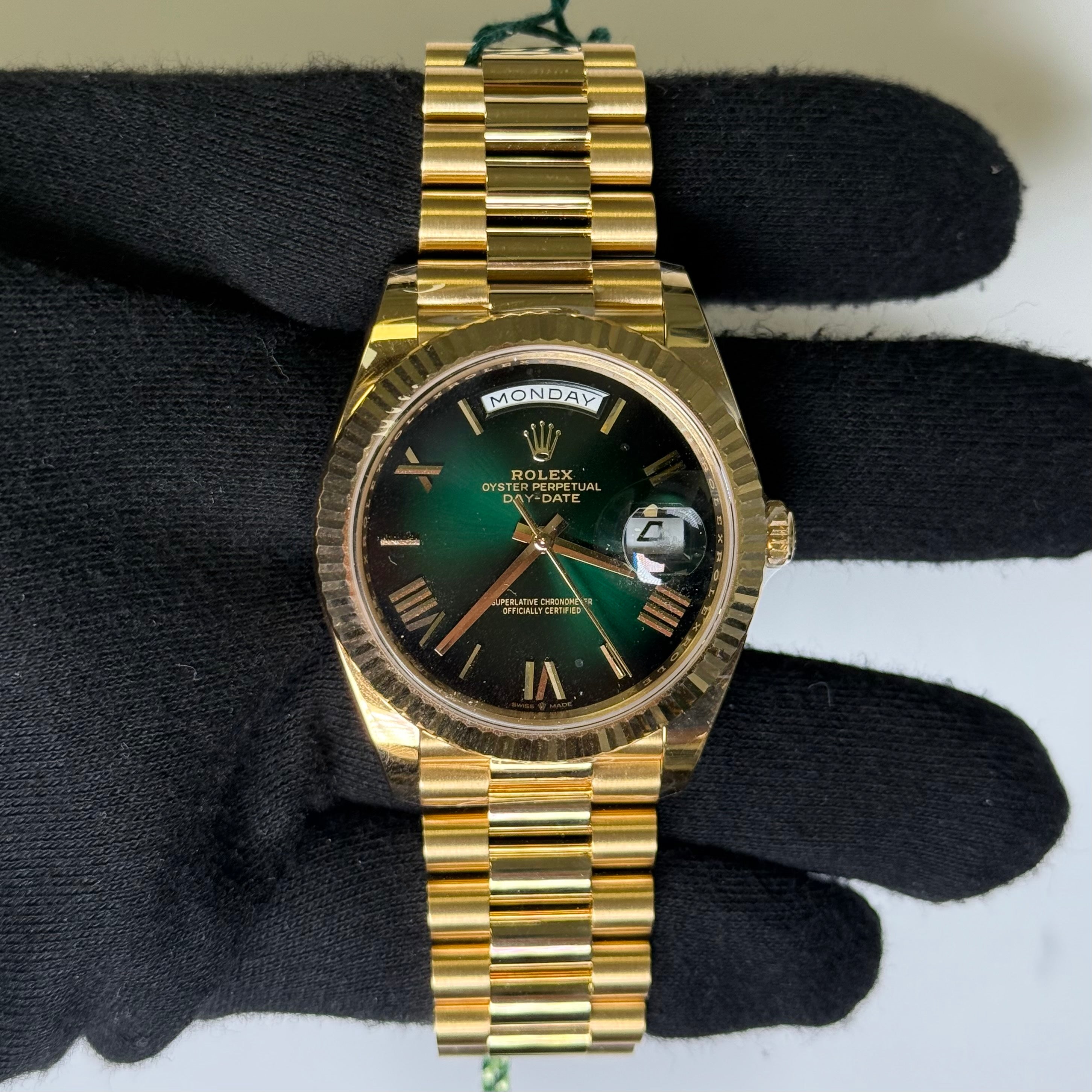 Rolex Day-Date 40mm Green Dial Watch Ref# 228238 - Happy Jewelers Fine Jewelry Lifetime Warranty