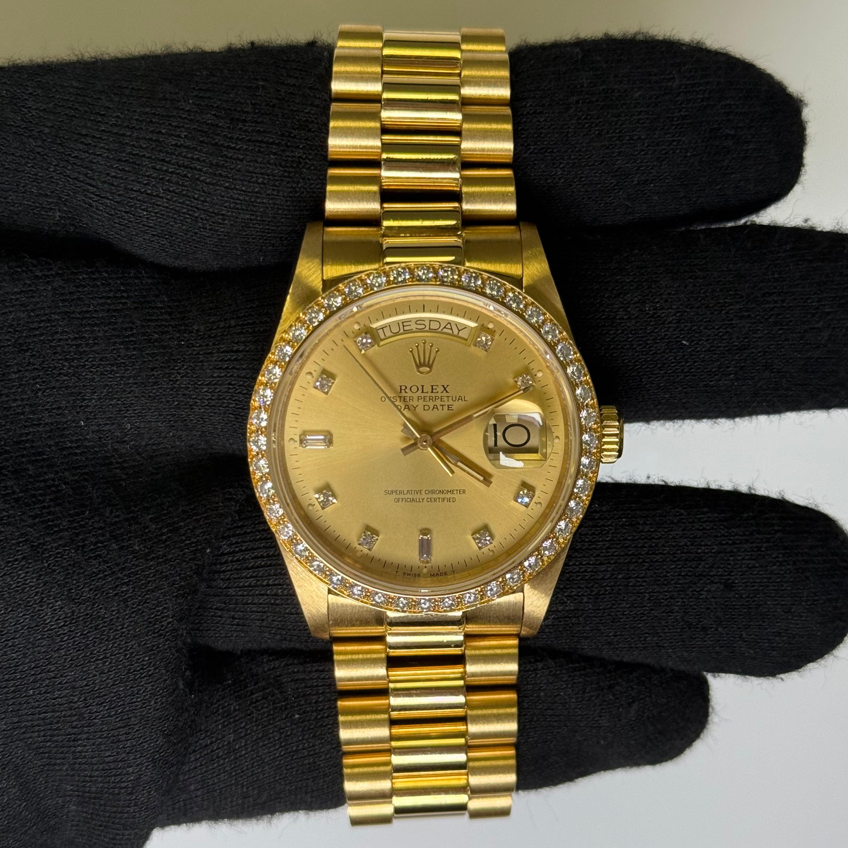 Rolex Day-Date 36mm Champagne Diamond Dial Watch Ref# 18048 - Happy Jewelers Fine Jewelry Lifetime Warranty