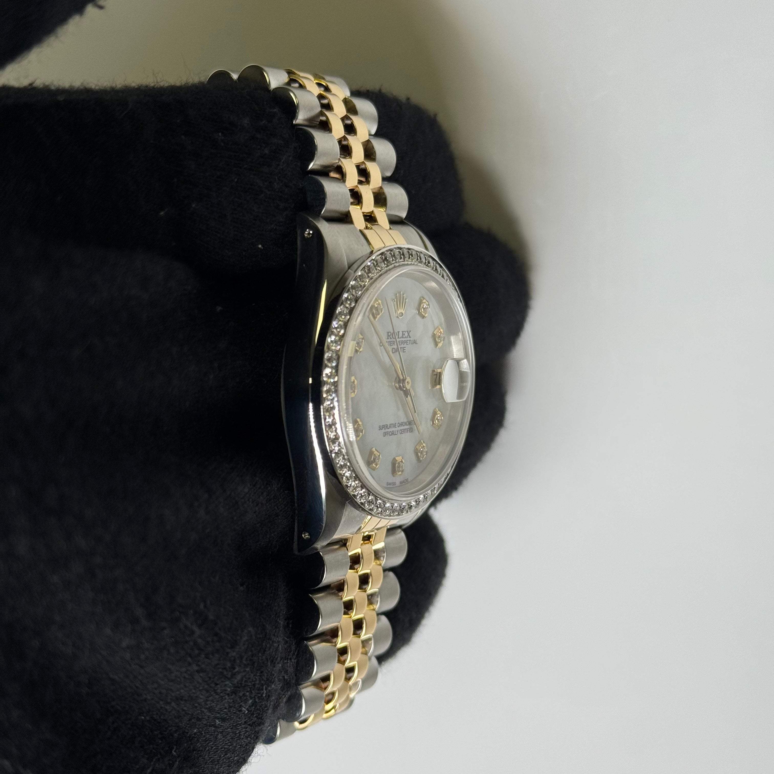 Rolex Oyster Perpetual 34mm MOP Dial Watch Ref# 15223 - Happy Jewelers Fine Jewelry Lifetime Warranty