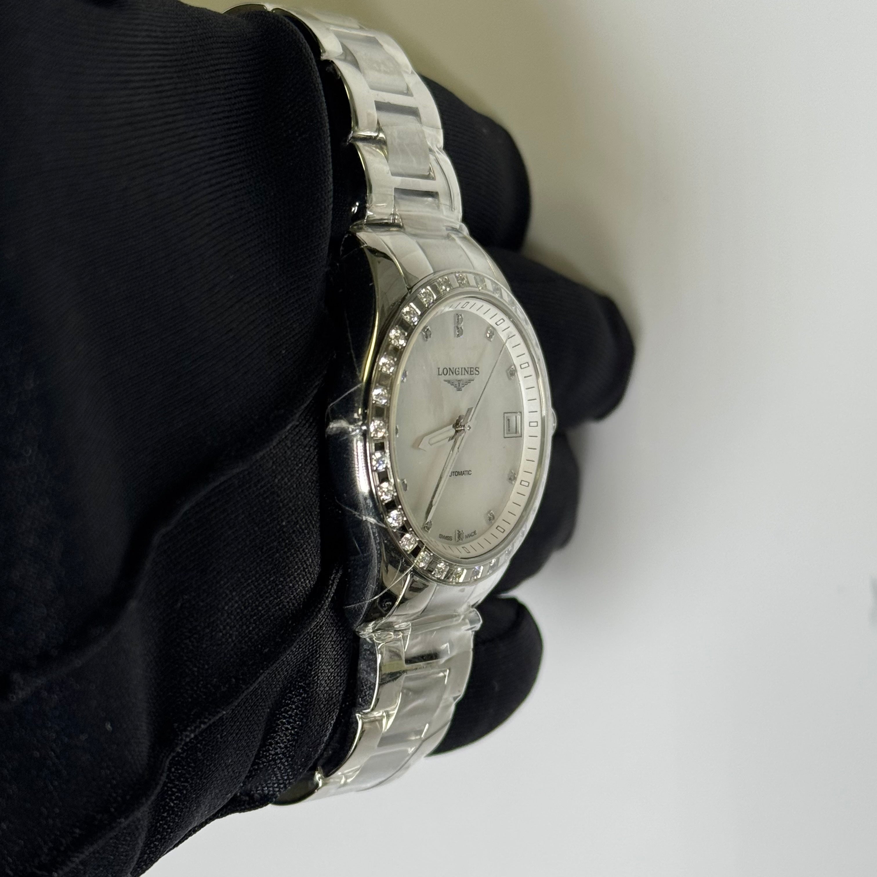 Longines Conquest 34mm Mother of Pearl Dial Watch Ref#L2.385.0.87.6 - Happy Jewelers Fine Jewelry Lifetime Warranty