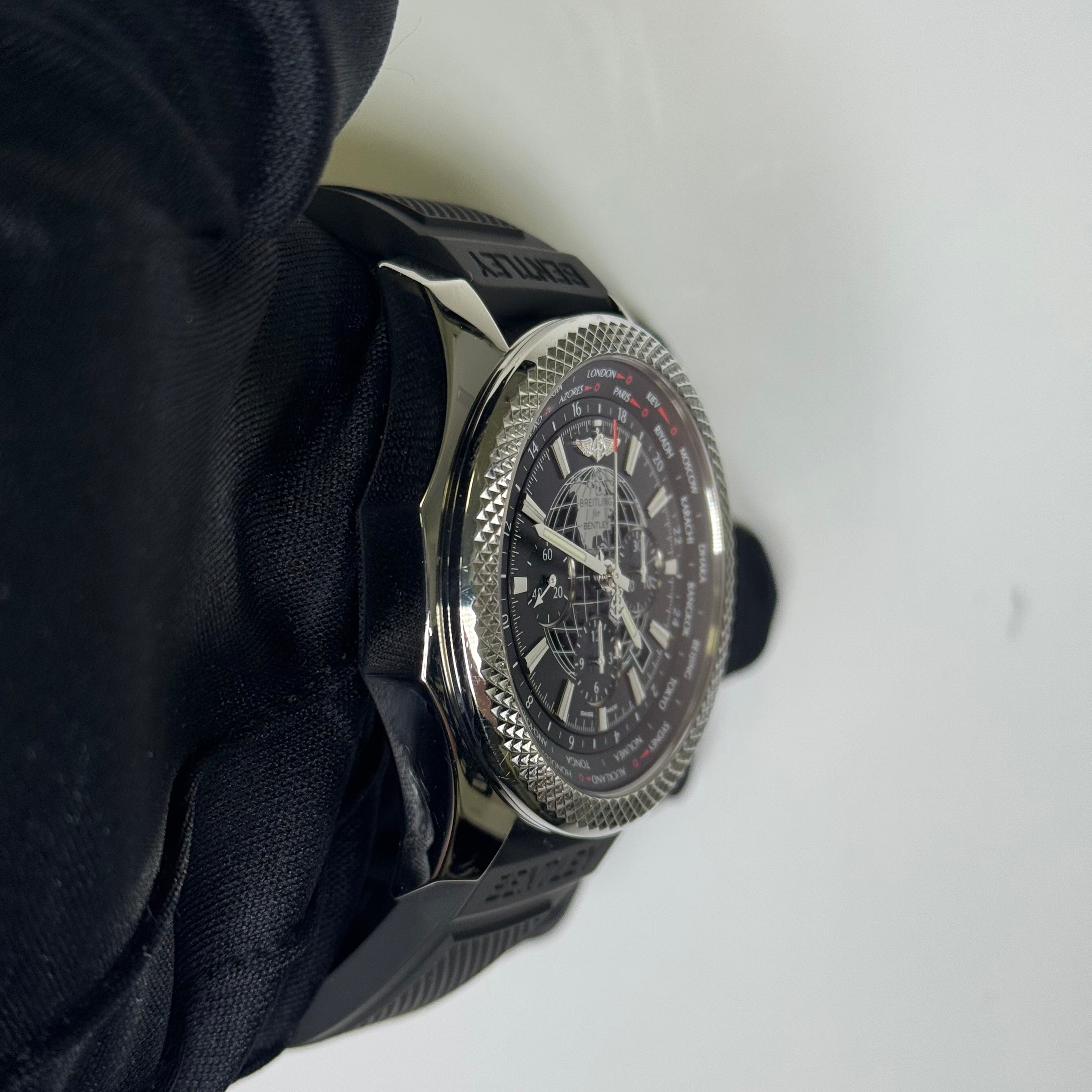 Breitling Unitime 49mm Black Chronograph Dial Watch Ref# AB0521 - Happy Jewelers Fine Jewelry Lifetime Warranty