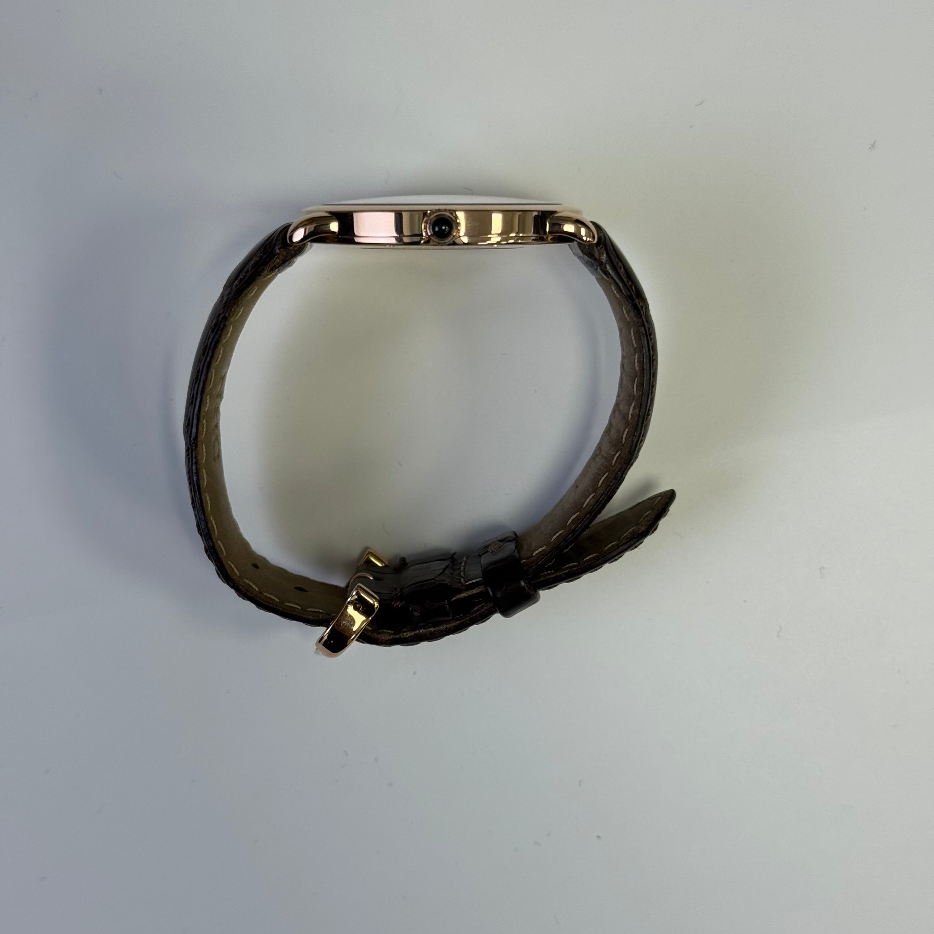 Cartier Ronde Louis 36mm 18K Rose Gold Cream Roman Dial Watch With Brown Leather Strap REF# W6800251 - Happy Jewelers Fine Jewelry Lifetime Warranty