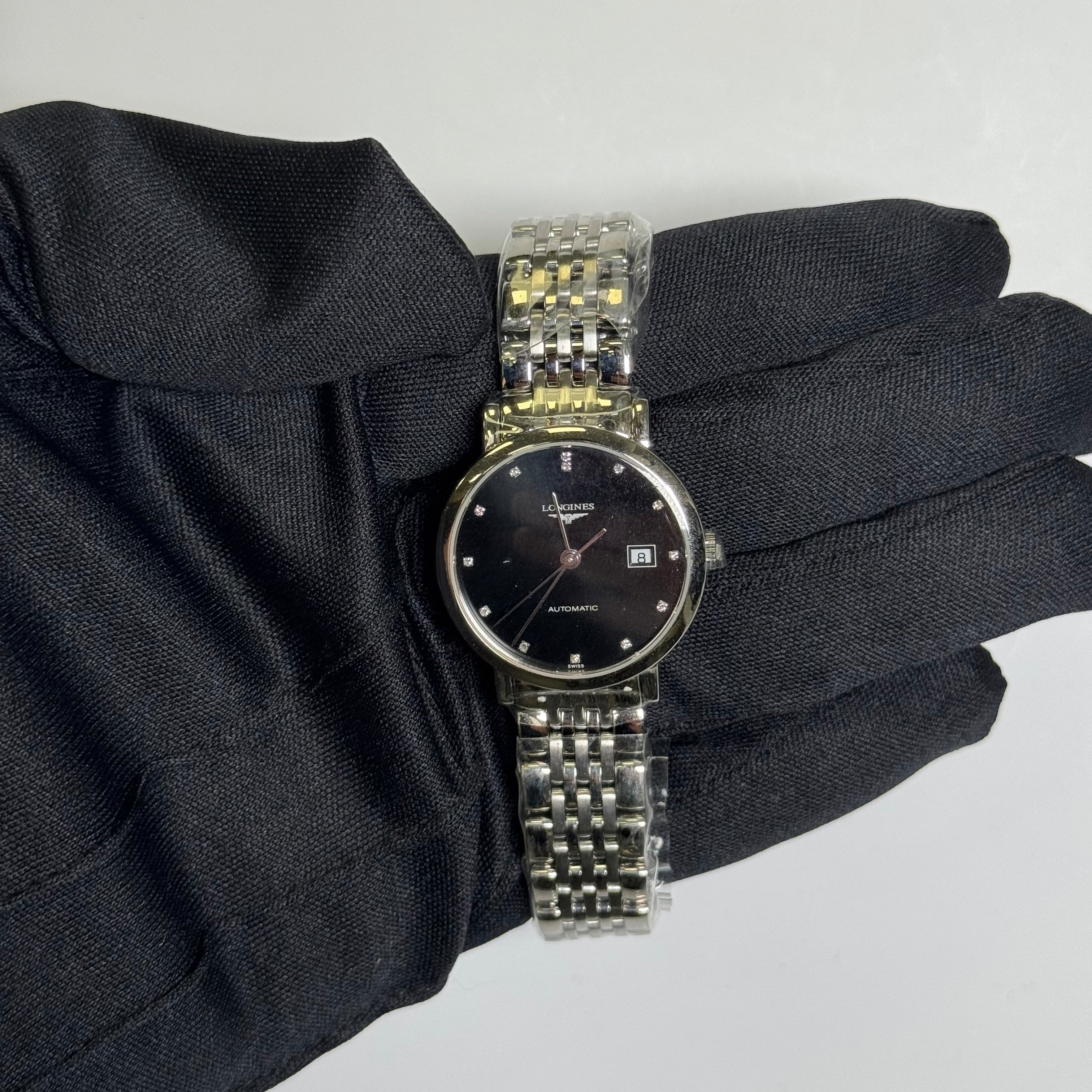 Longines Elegant Collection 29mm Black Dial Watch Ref#L4.310.4.57.6 - Happy Jewelers Fine Jewelry Lifetime Warranty