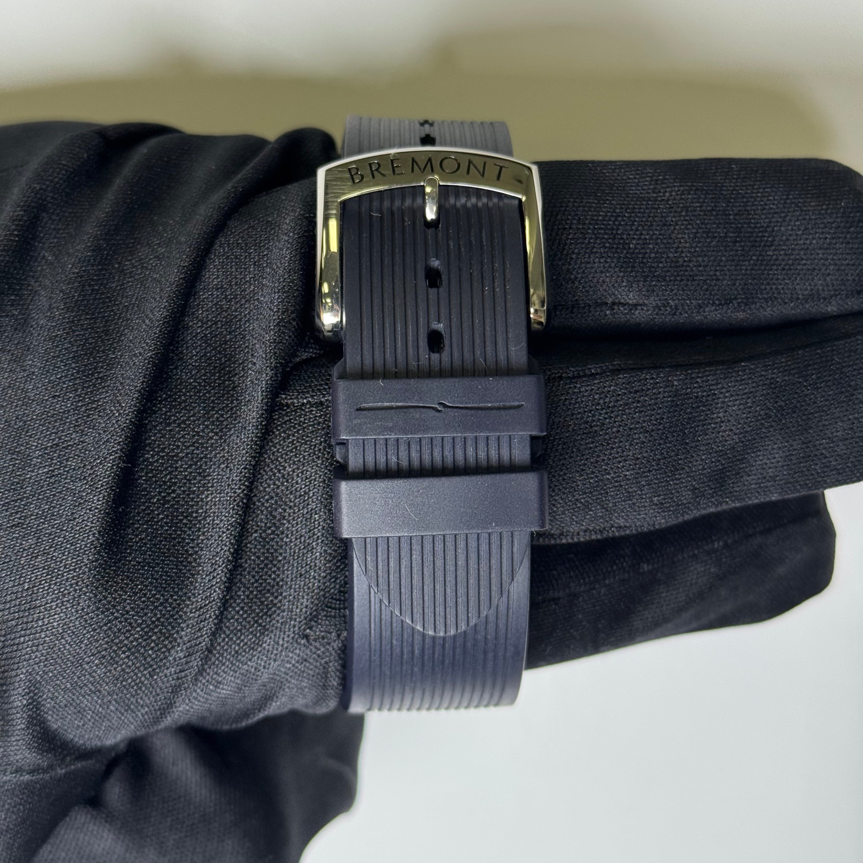 Bremont Supermarine Chronograph Stainless Steel 43mm Blue Stick Dial Watch Reference #: SMARINECHRONO - Happy Jewelers Fine Jewelry Lifetime Warranty