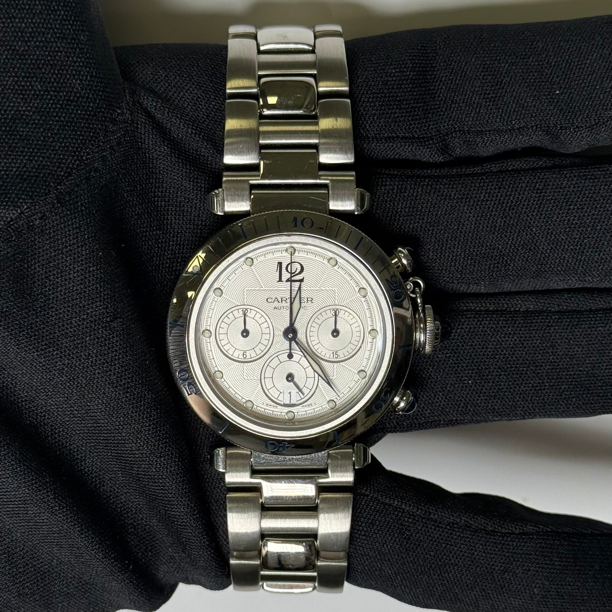 Cartier Pasha 38mm Silver Dial Watch Ref# W31030H3 - Happy Jewelers Fine Jewelry Lifetime Warranty