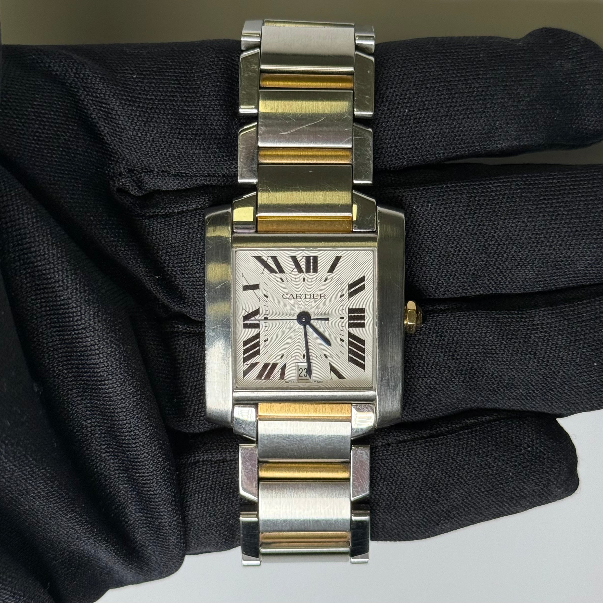 Cartier Tank Francaise 28x32mm Silver Dial Watch Reference #W51005Q4 - Happy Jewelers Fine Jewelry Lifetime Warranty