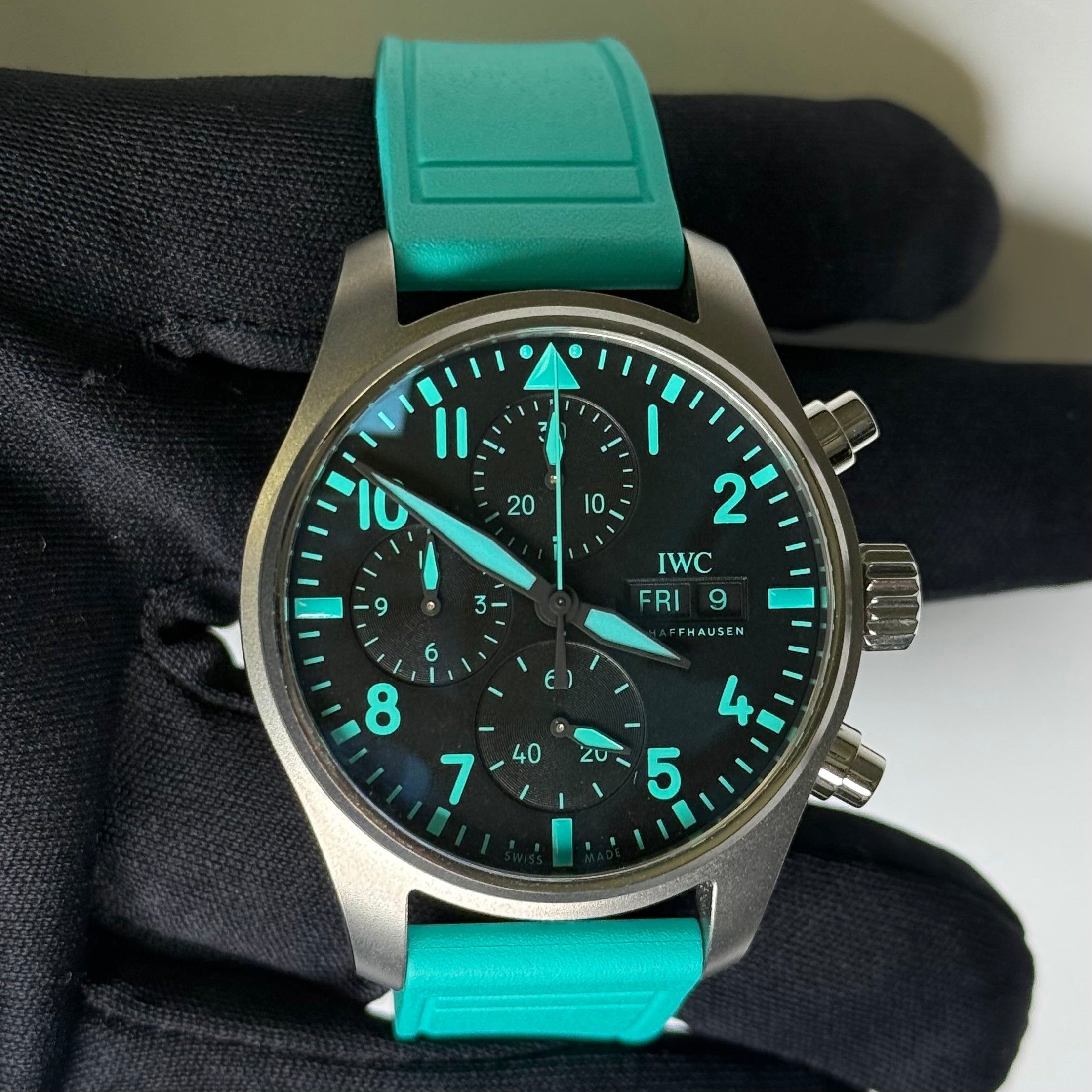 IWC Pilot Chronograph Titanium 41mm Black Arabic Dial Watch Reference #: IW388108 - Happy Jewelers Fine Jewelry Lifetime Warranty