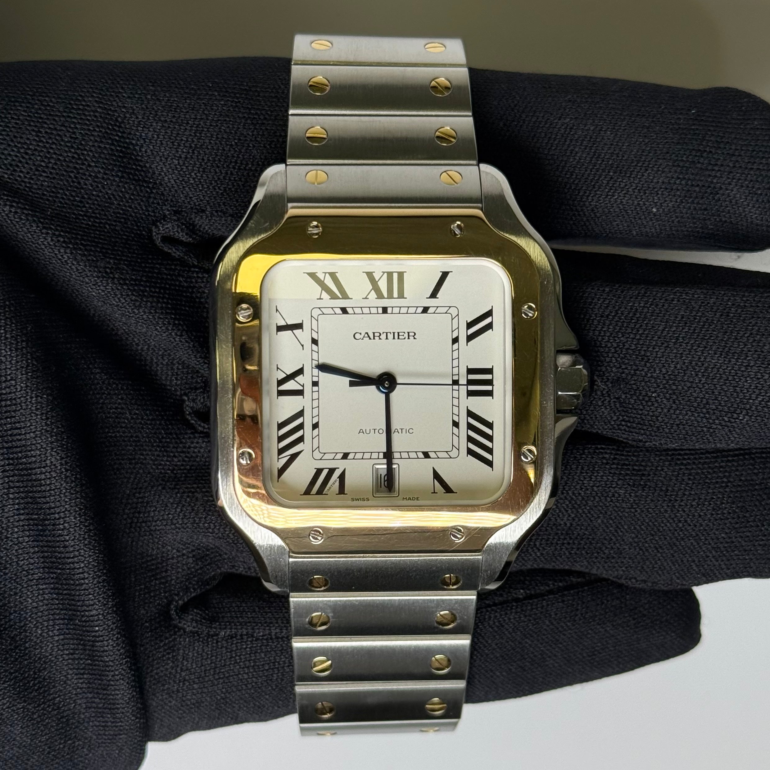 Cartier Santos 39.8mm White Dial Watch Ref# 4072 - Happy Jewelers Fine Jewelry Lifetime Warranty