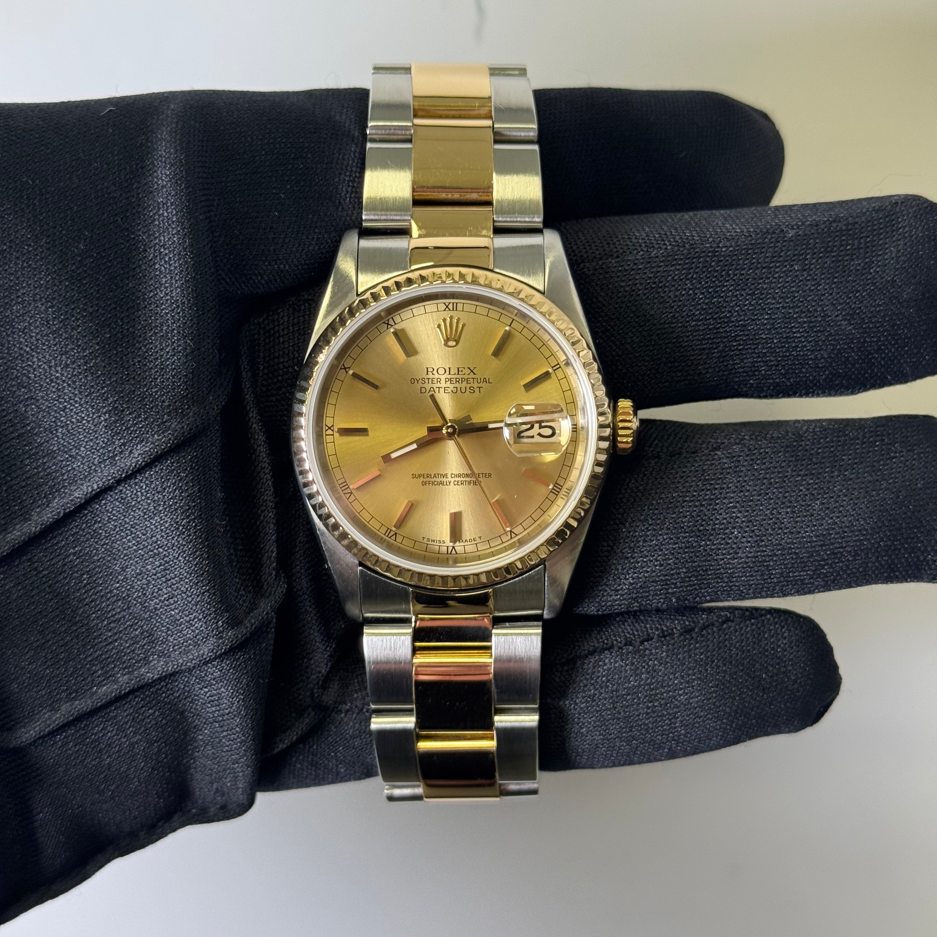 Rolex Datejust 36mm Champagne Dial Watch Ref# 16233