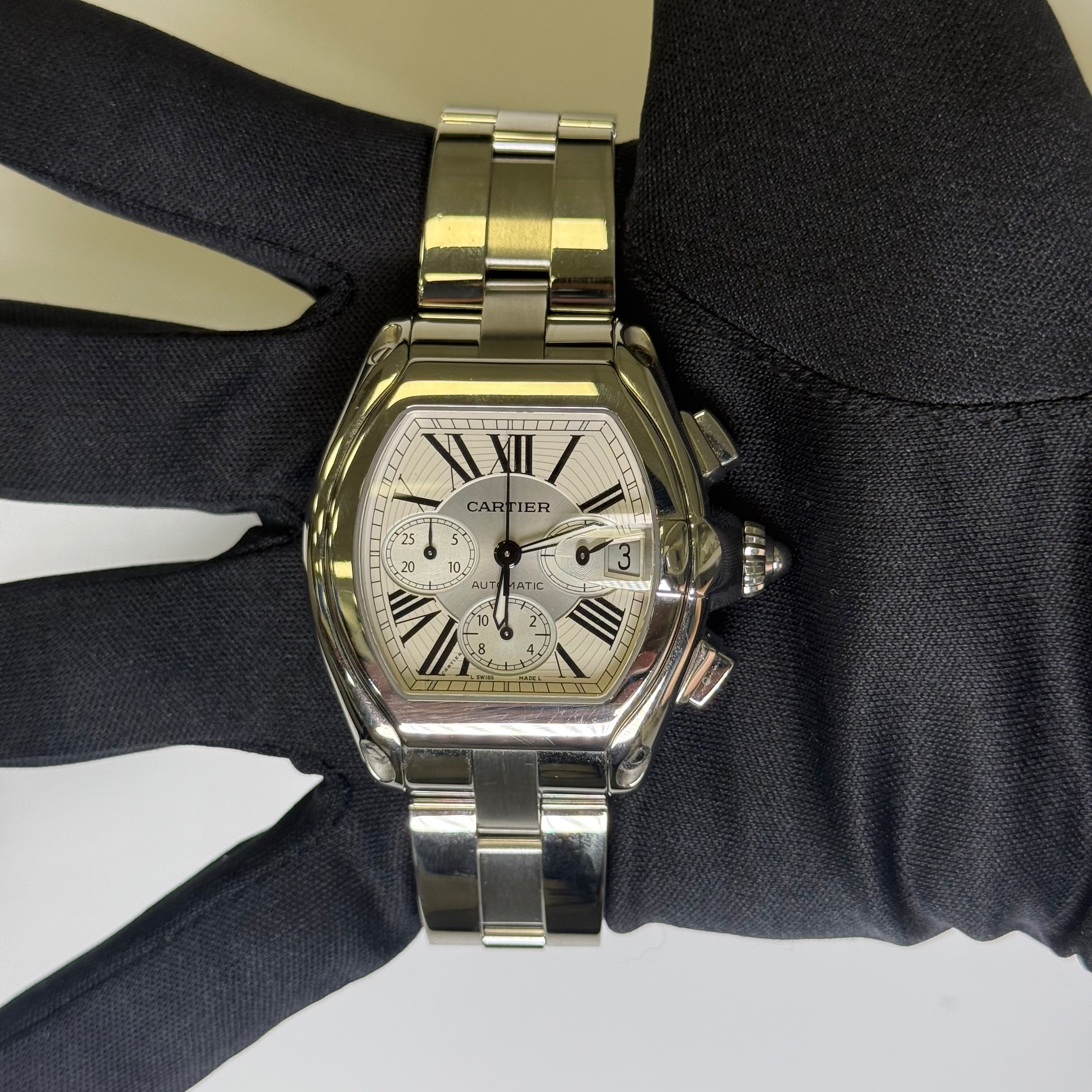 Cartier Roadster 48mm Silver Dial Watch Ref# W62019X6