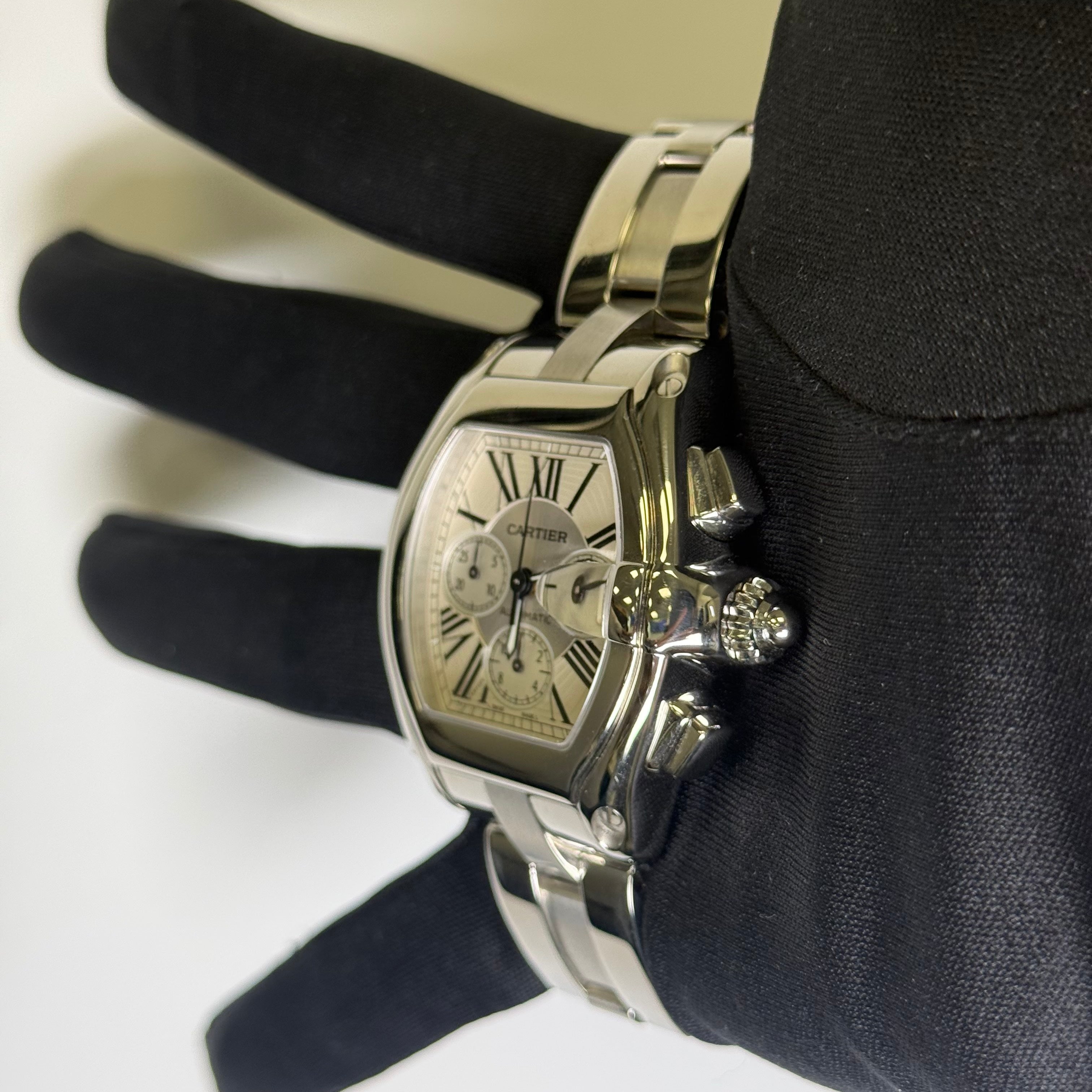 Cartier Roadster 48mm Silver Dial Watch Ref# W62019X6