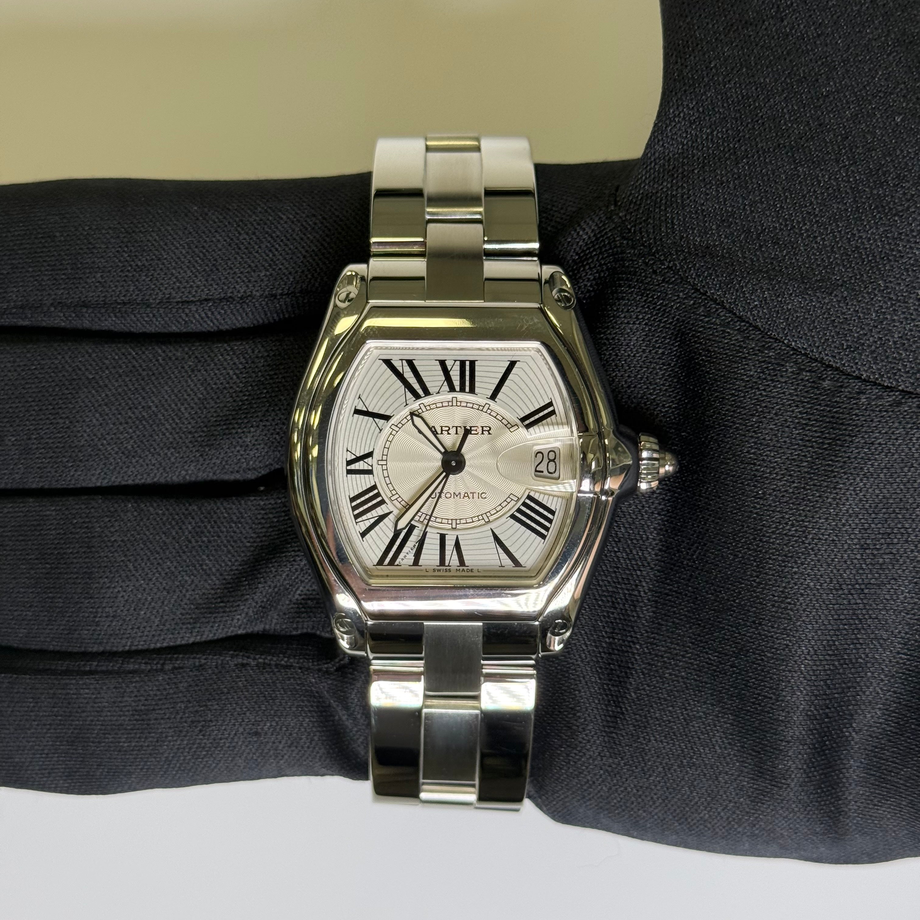 Cartier Roadster 35mm Silver Dial Watch Ref# W62025V3