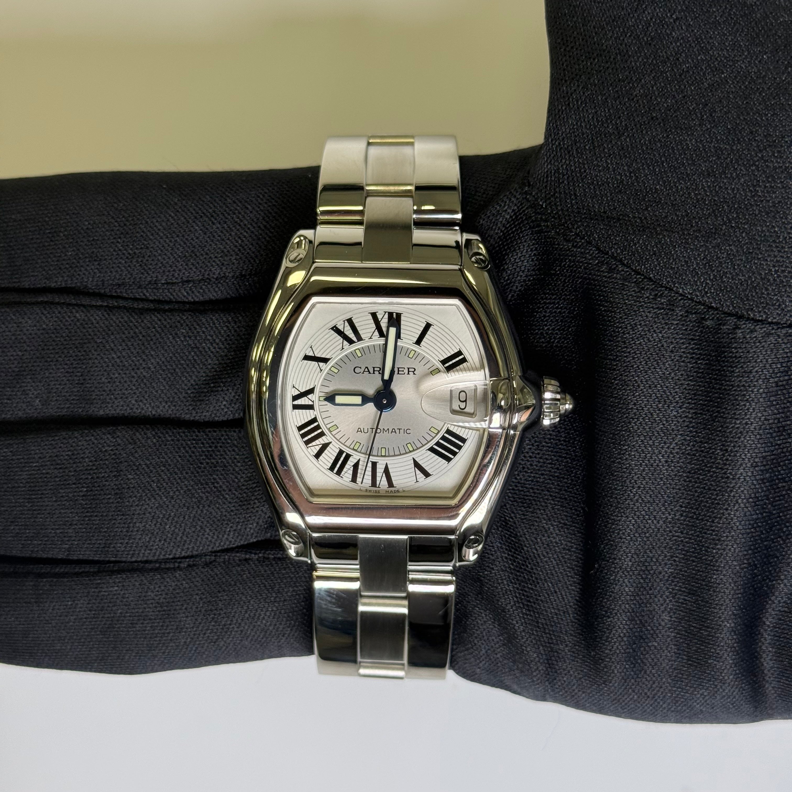 Cartier Roadster 35mm Silver Dial Watch Ref# W62025V3