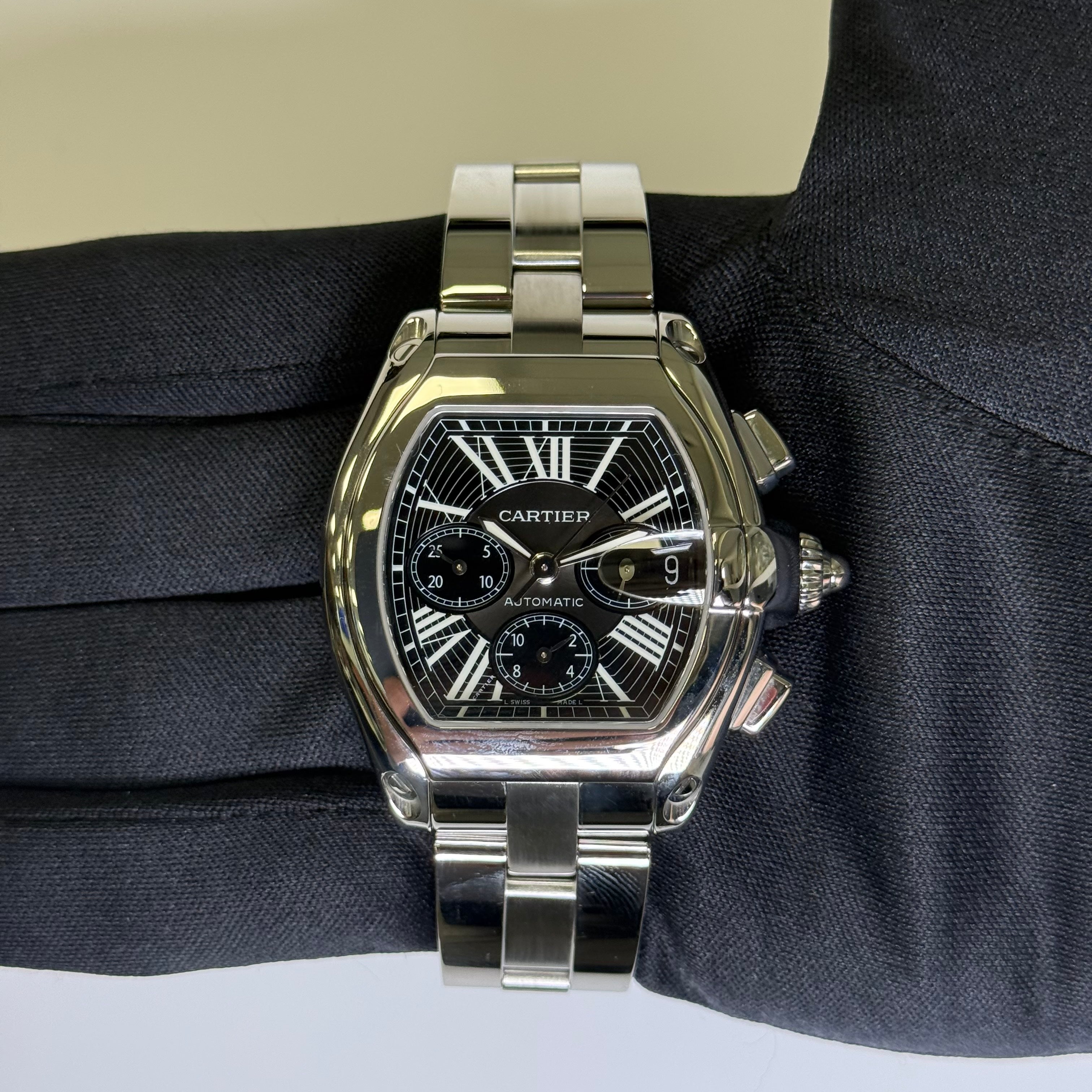Cartier Roadster 43mm Black Dial Watch Ref# W62020X6