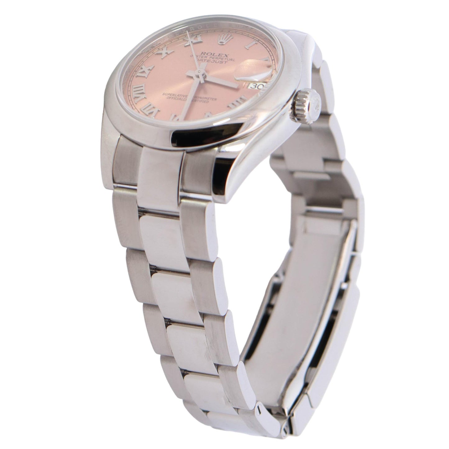 Rolex Datejust Stainless Steel 31mm Pink Roman Dial Watch Reference# 178240 - Happy Jewelers Fine Jewelry Lifetime Warranty