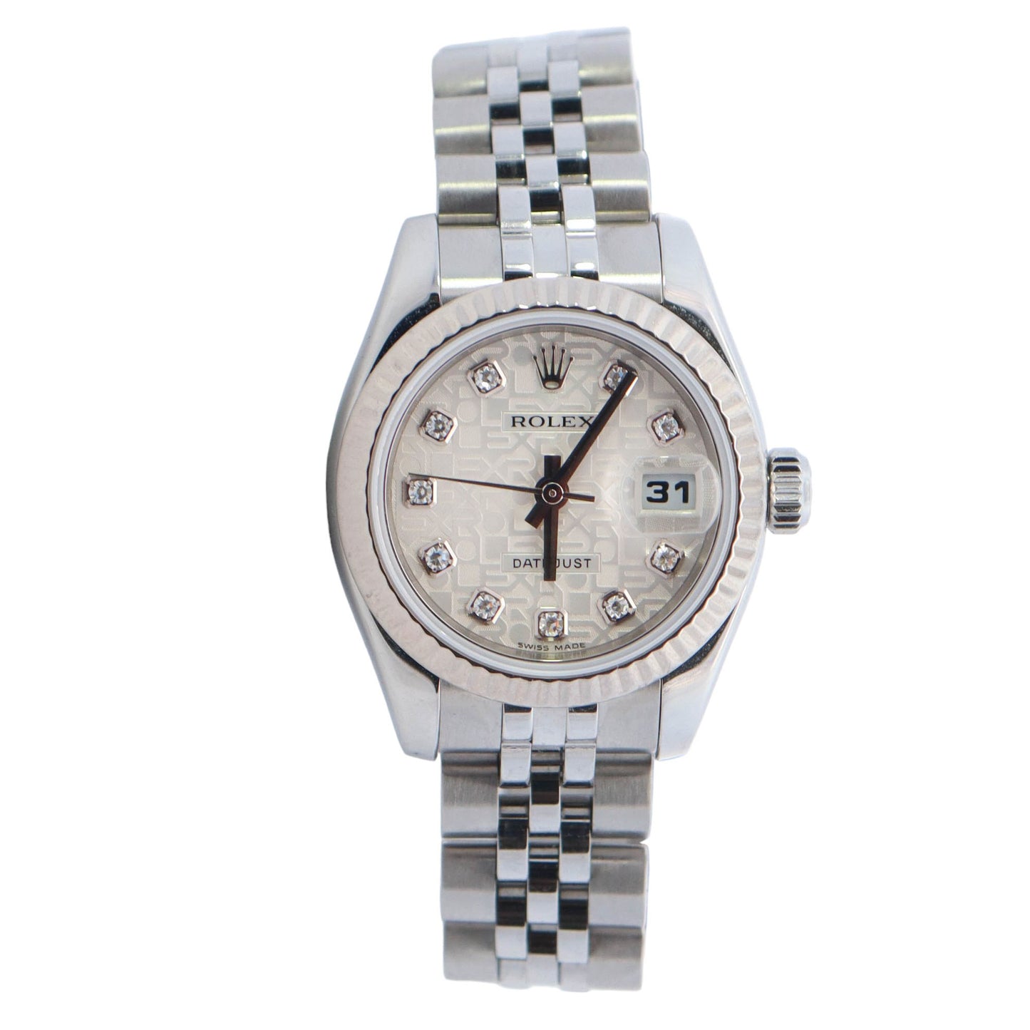 Rolex Datejust Stainless Steel 26mm Silver Jubilee Diamond Dial Watch  Reference #: 179174 - Happy Jewelers Fine Jewelry Lifetime Warranty