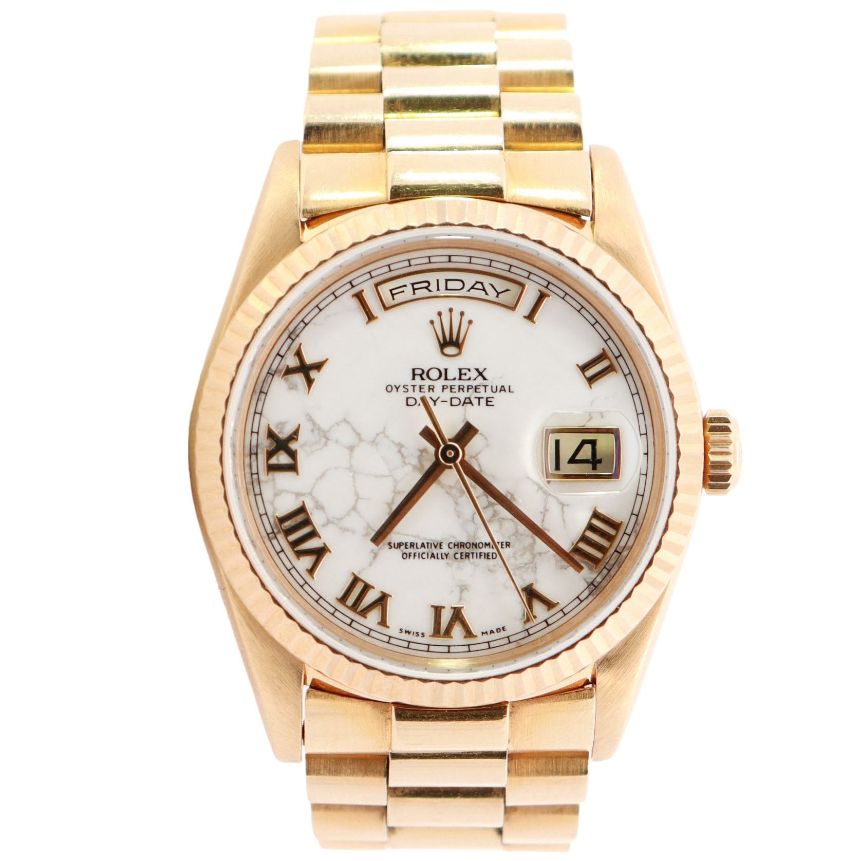 Rolex Day-Date 36mm Howlite Dial Watch Ref# 18238 – Happy Jewelers
