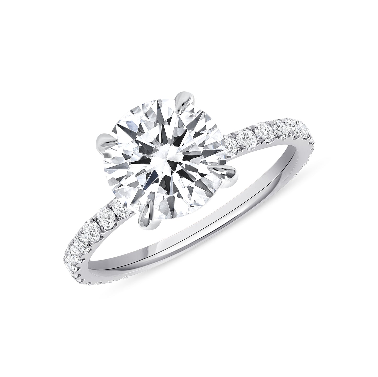 1.00-1.99 Carat Round Brilliant Cut Lab Grown Diamond Engagement Ring with Diamond Band - Happy Jewelers Fine Jewelry Lifetime Warranty