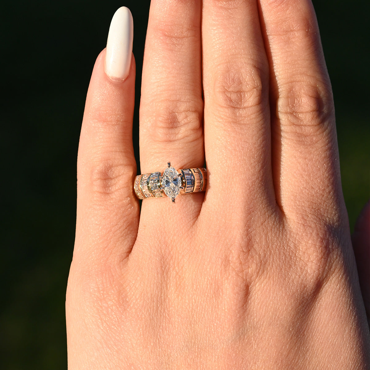 .98 Carat Natural Marquise Engagement Ring with Diamond Band - Happy Jewelers Fine Jewelry Lifetime Warranty