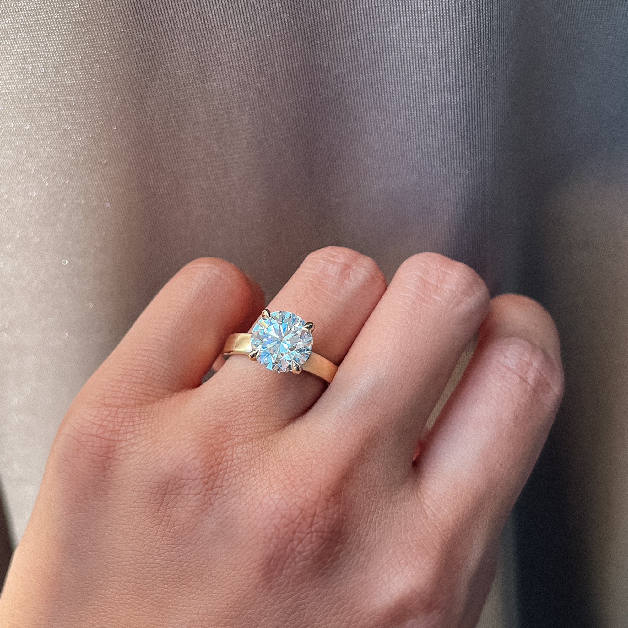 3.08 Round Lab Diamond Engagement Ring with 3.5mm Band