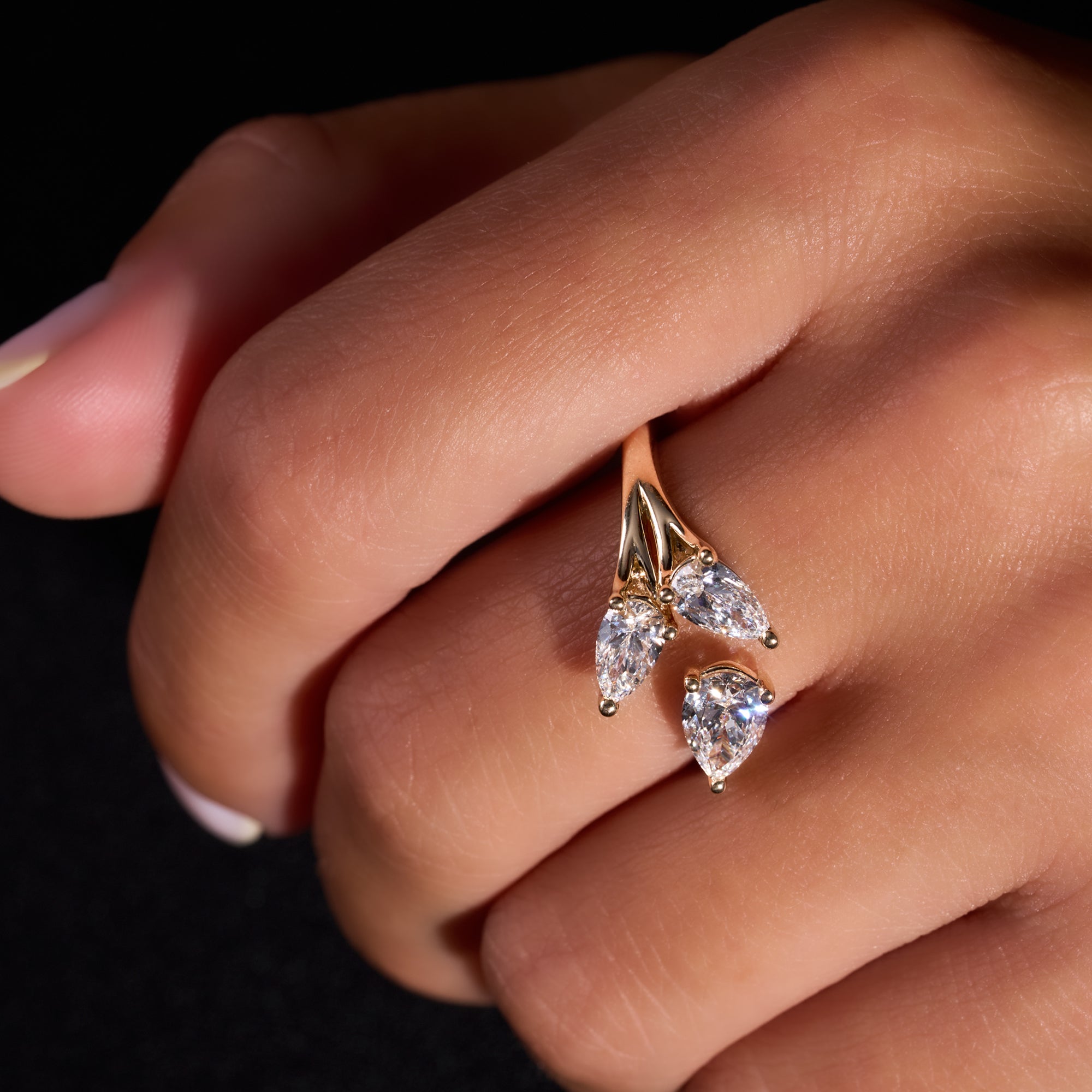 Pear Trio Ring