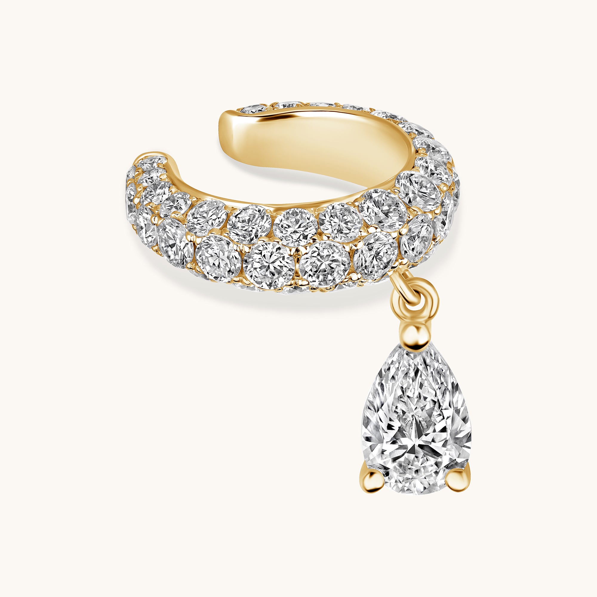 Dangling Pear Diamond Ear Cuff - Happy Jewelers Fine Jewelry Lifetime Warranty