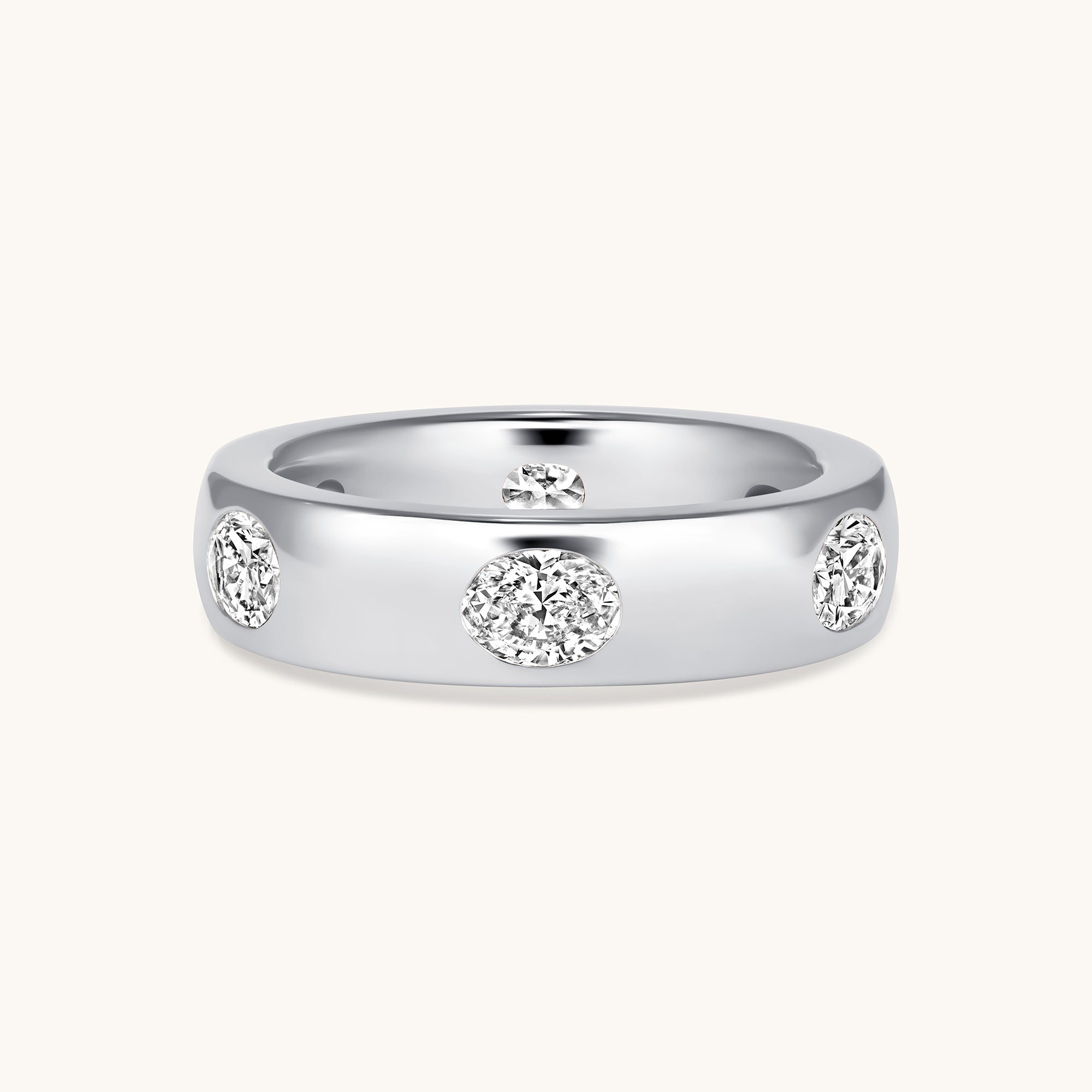 Diamond Oval Inlay Band - Happy Jewelers Fine Jewelry Lifetime Warranty