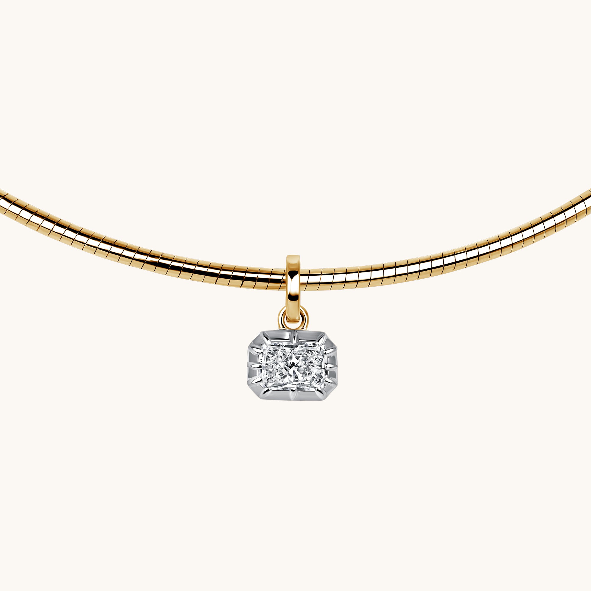 East-West Button-Set Lab Diamond Choker Necklace