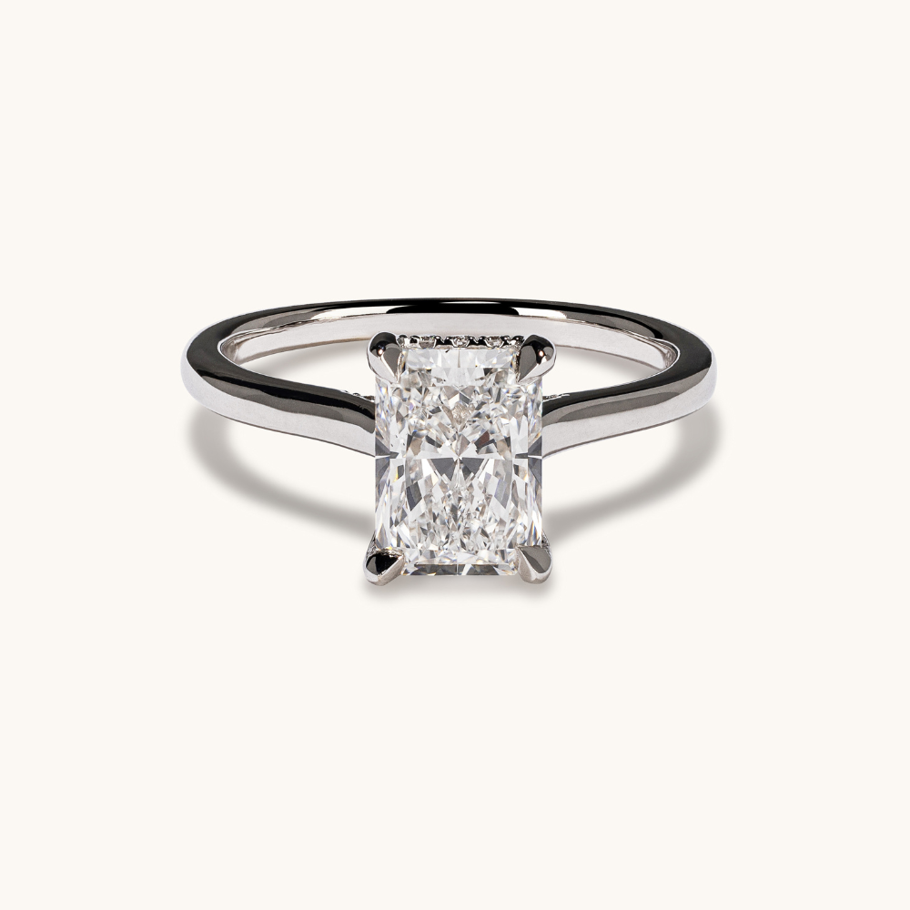 1.72 Radiant Lab Diamond Engagement Ring with Hidden Halo - Happy Jewelers Fine Jewelry Lifetime Warranty