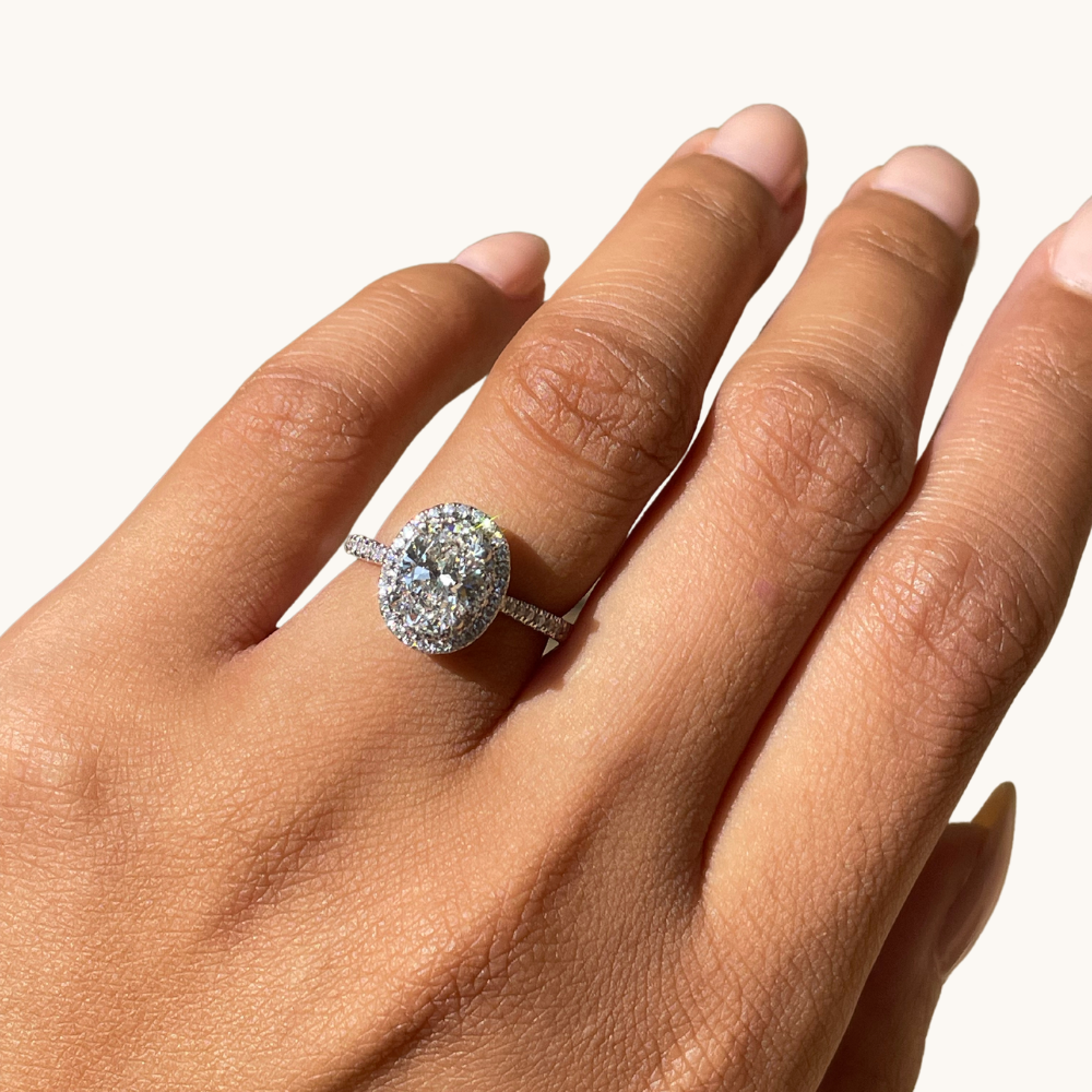 1.51 Oval Lab Diamond Double Halo Engagement Ring - Happy Jewelers Fine Jewelry Lifetime Warranty