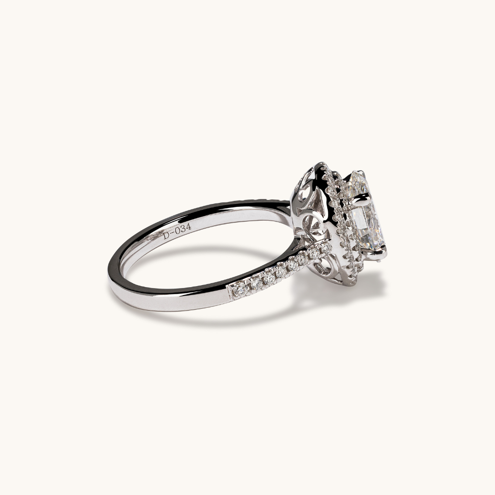 1.51 Oval Lab Diamond Double Halo Engagement Ring - Happy Jewelers Fine Jewelry Lifetime Warranty