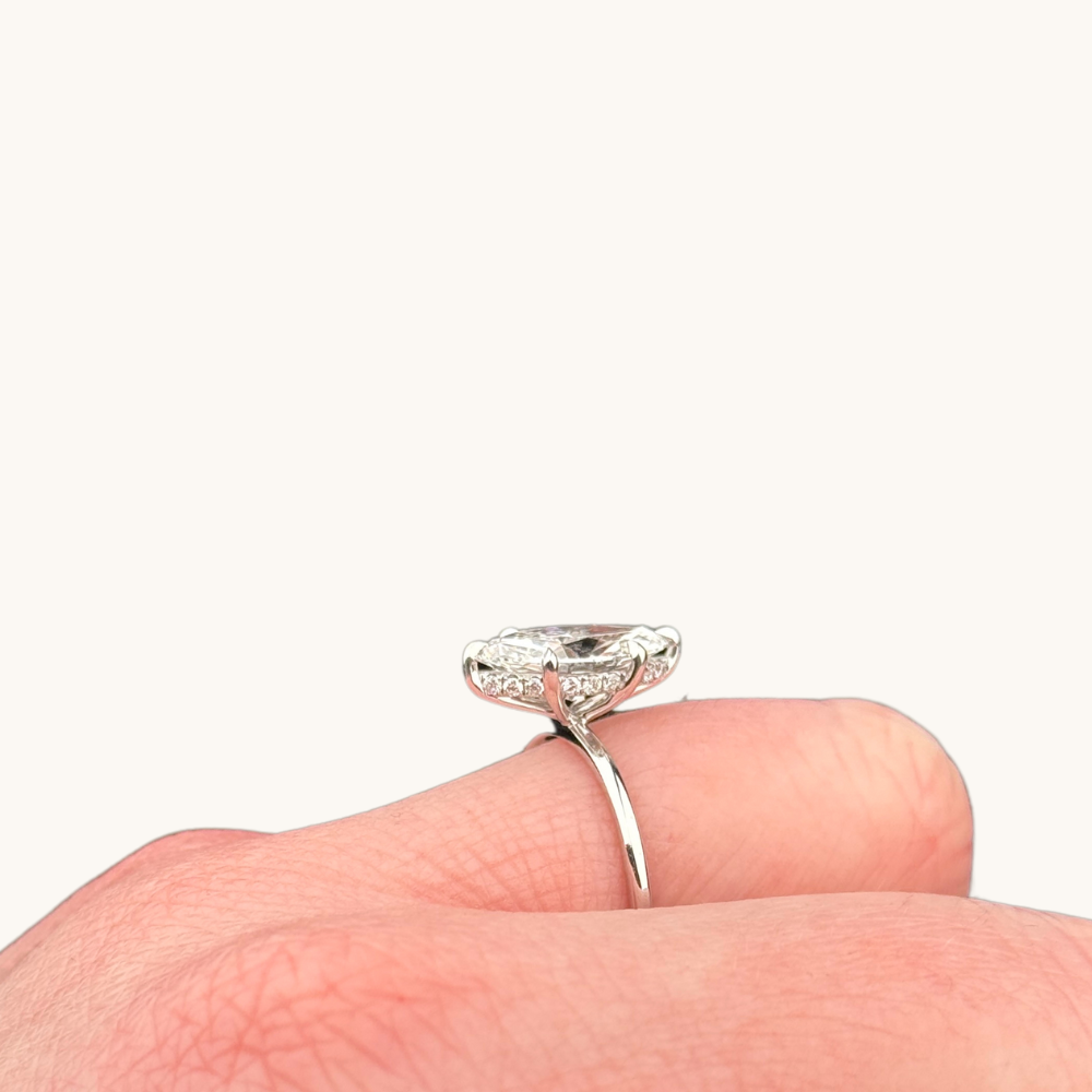 2.04 Marquise Lab Diamond Engagement Ring with Hidden Halo - Happy Jewelers Fine Jewelry Lifetime Warranty