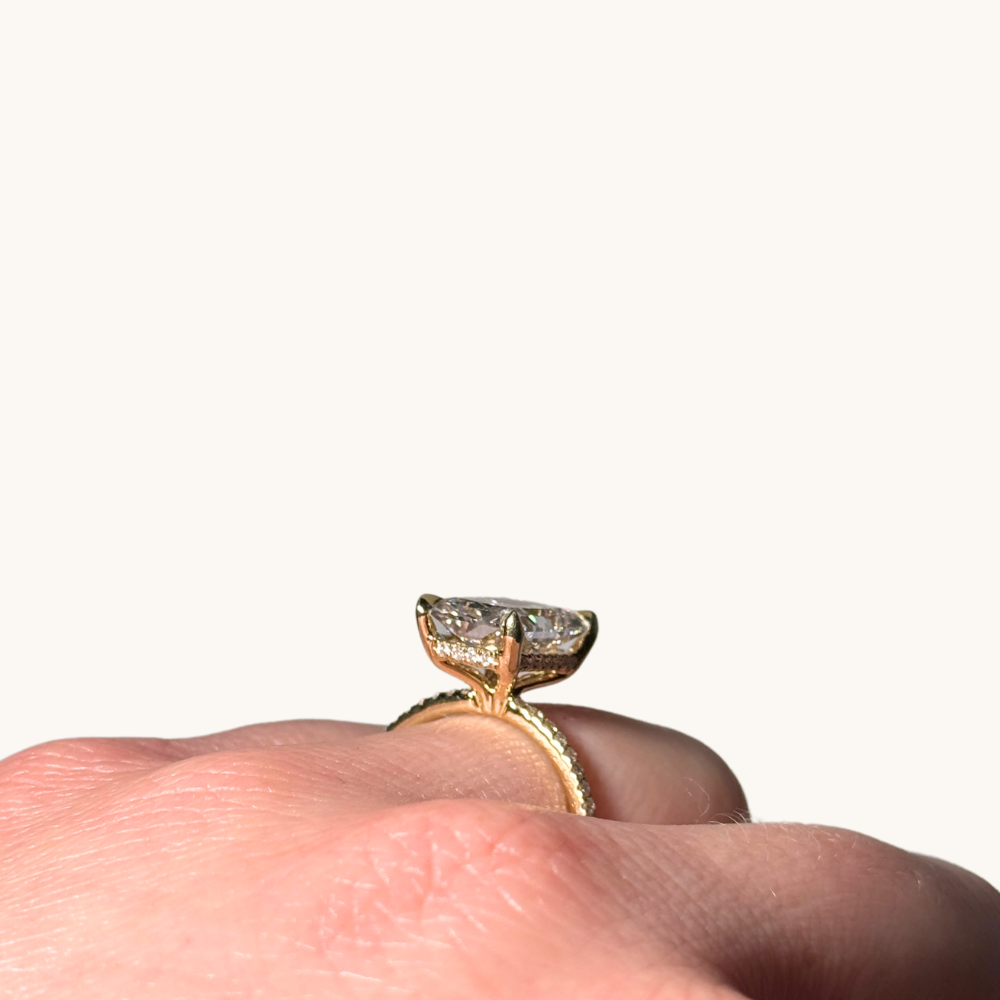 4.11 Radiant Lab Diamond Engagement Ring with Hidden Halo - Happy Jewelers Fine Jewelry Lifetime Warranty