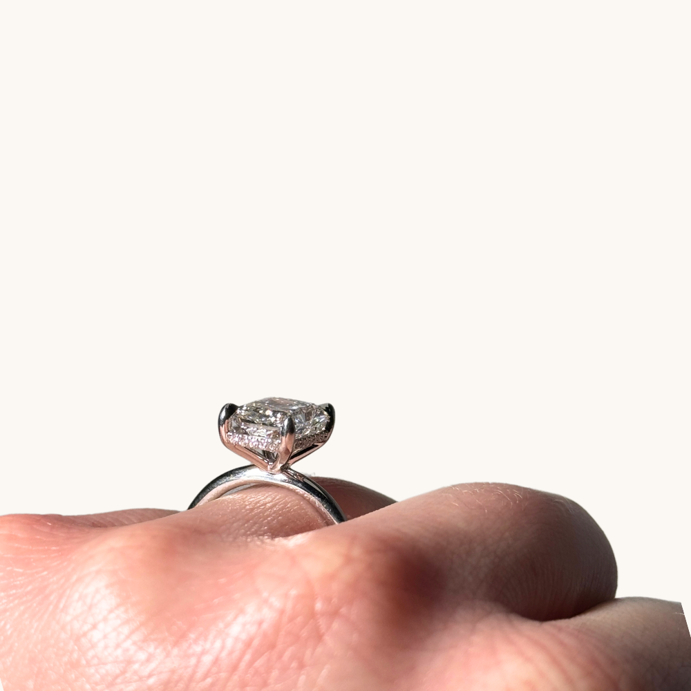 3.55 Radiant Lab Diamond Engagement Ring with Hidden Halo - Happy Jewelers Fine Jewelry Lifetime Warranty