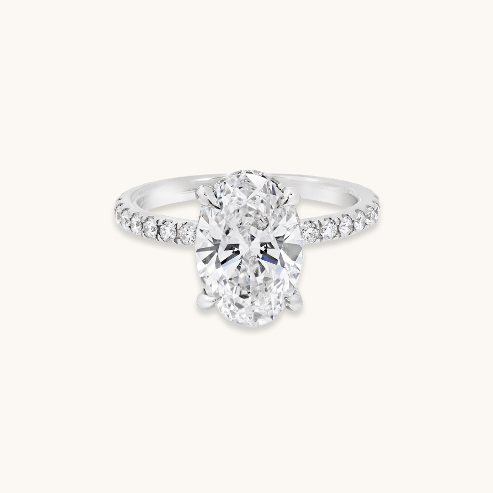 2.10 Oval Lab Diamond Engagement Ring with Hidden Halo - Happy Jewelers Fine Jewelry Lifetime Warranty