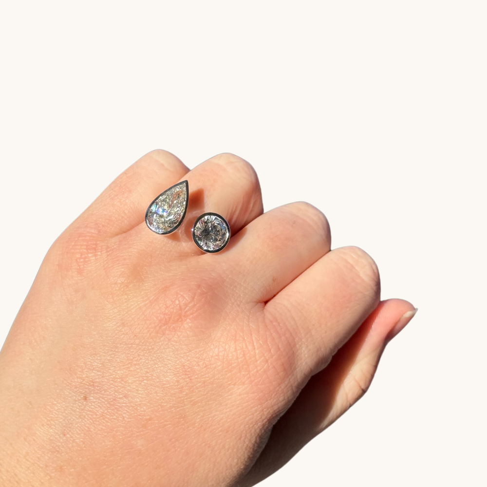 Pear and Round Toi et Moi Lab Diamond Engagement Ring - Happy Jewelers Fine Jewelry Lifetime Warranty