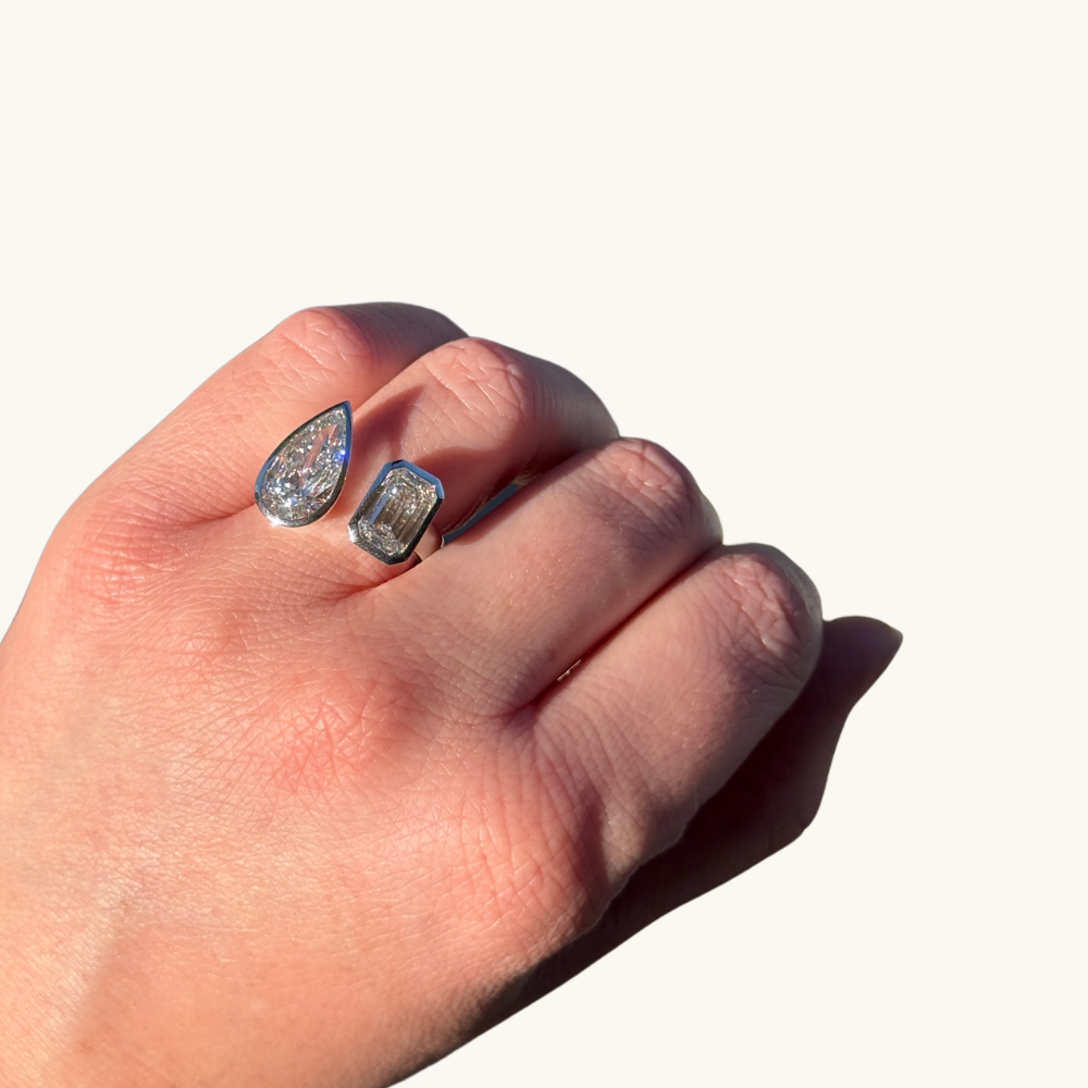 Pear and Emerald Toi et Moi Lab Diamond Engagement Ring - Happy Jewelers Fine Jewelry Lifetime Warranty