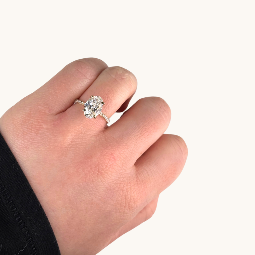 2.56 Oval Lab Diamond Engagement Ring with Hidden Halo - Happy Jewelers Fine Jewelry Lifetime Warranty