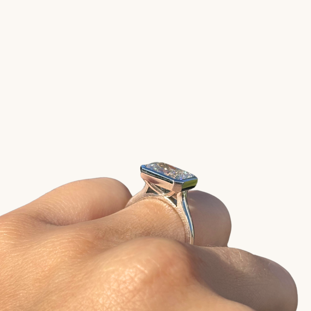 3.21 Radiant Lab Diamond East-West Engagement Ring - Happy Jewelers Fine Jewelry Lifetime Warranty